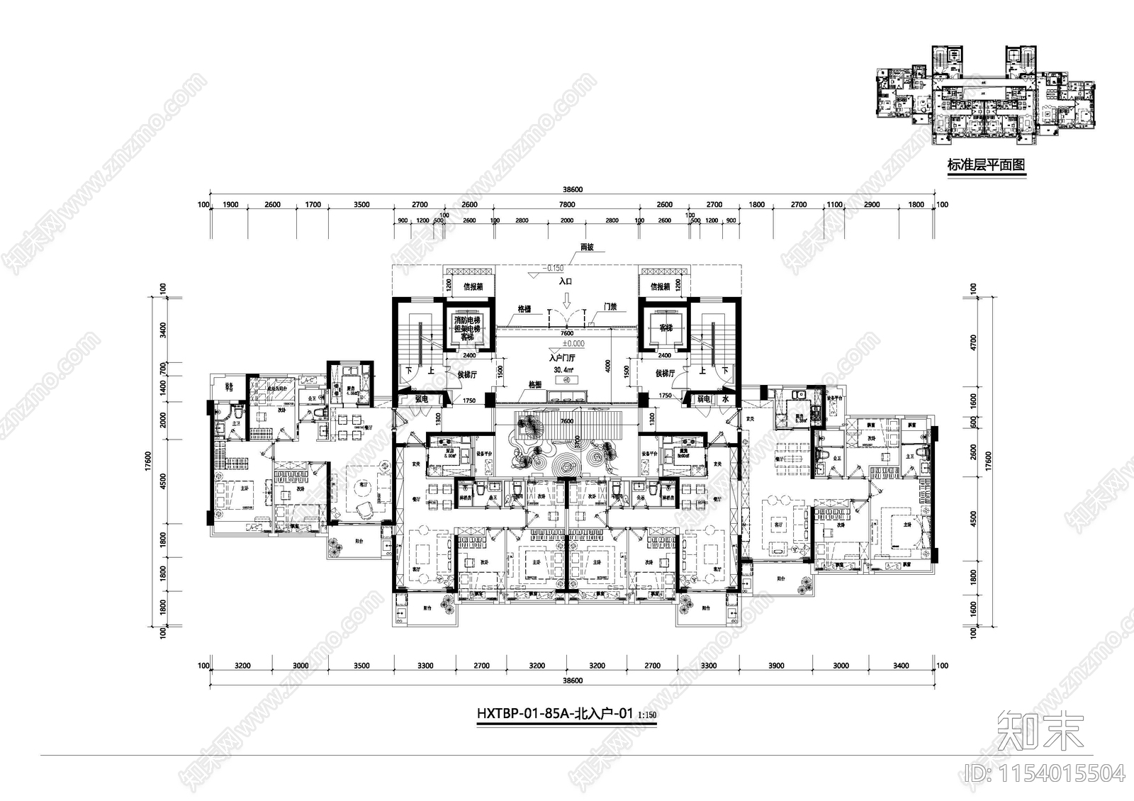 全国常用住宅标准化户型库cad施工图下载【ID:1154015504】