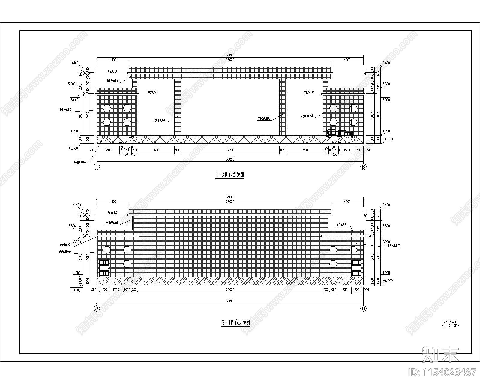 中学舞台cad施工图下载【ID:1154023487】