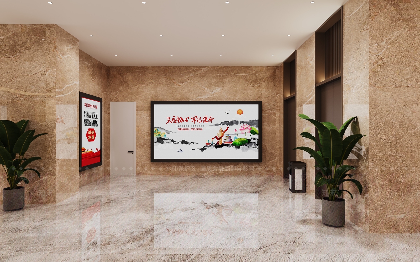 现代酒店电梯厅3D模型下载【ID:1154028061】