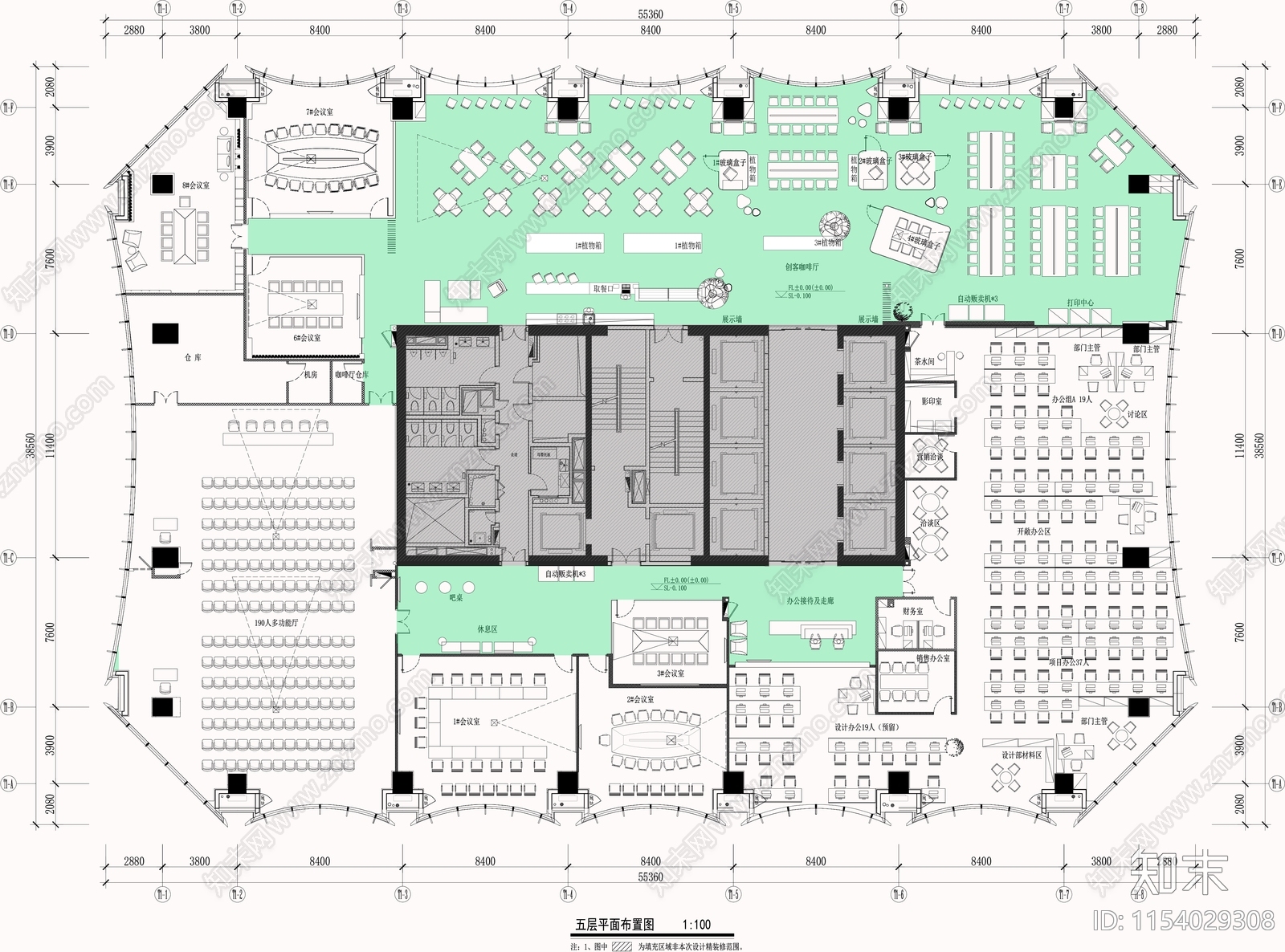 2000平创客办公空间施工图下载【ID:1154029308】