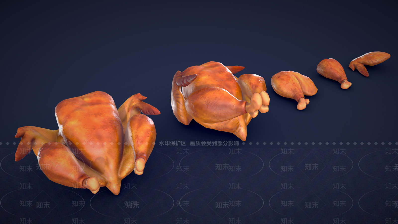 程式化的烤鸡3D模型下载【ID:1154030137】
