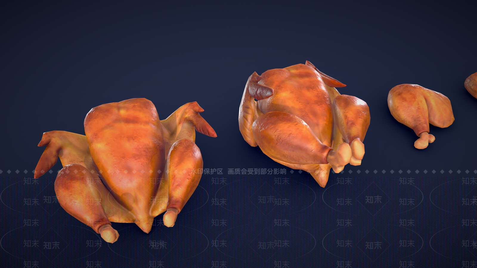 程式化的烤鸡3D模型下载【ID:1154030137】