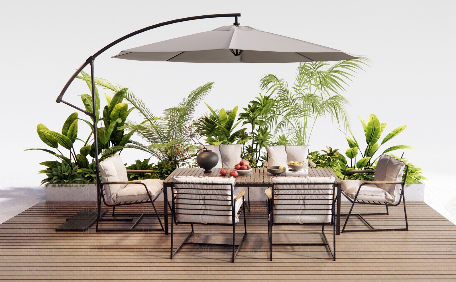 现代户外桌椅组合3D模型下载【ID:1154030227】