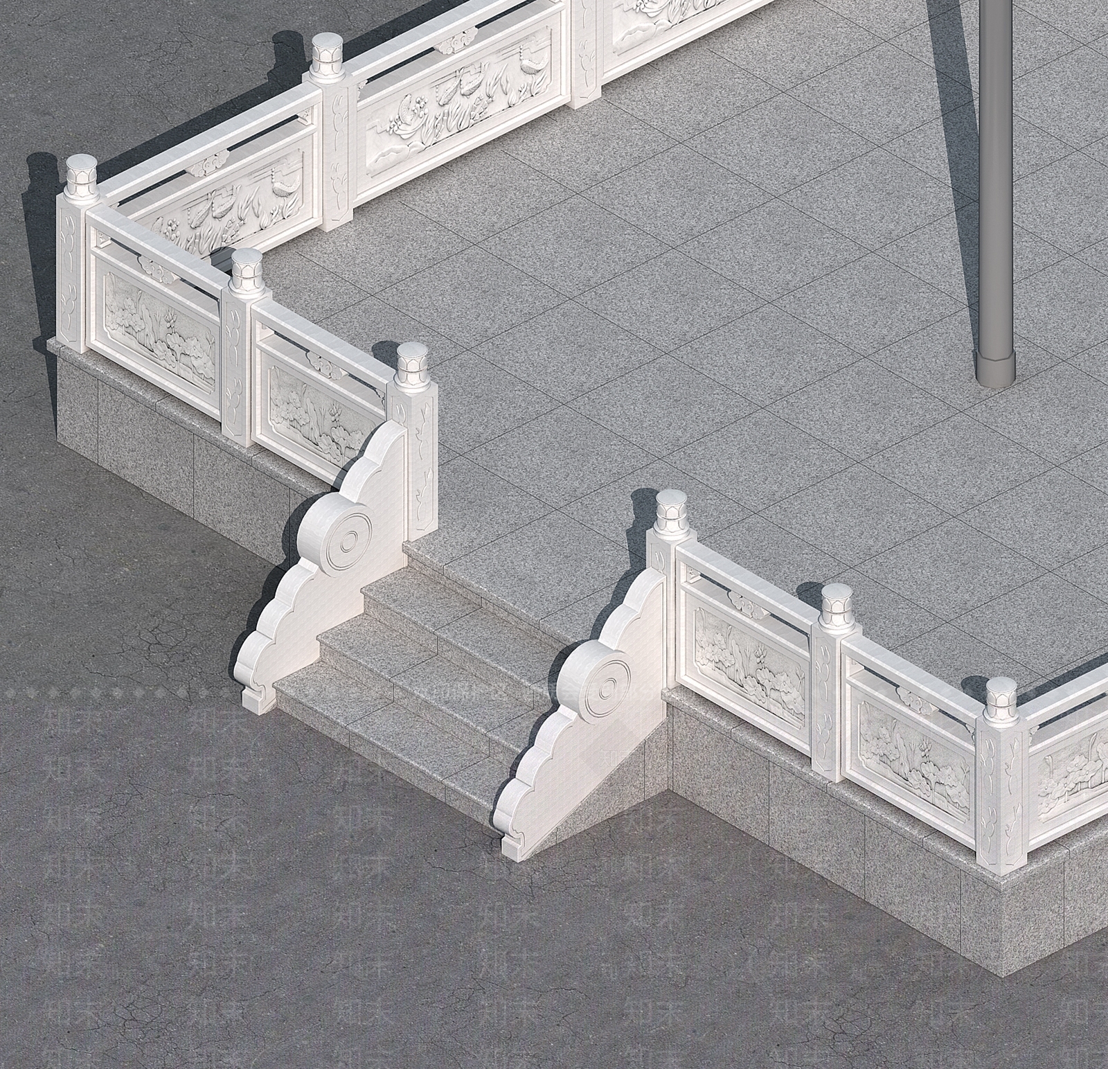 新中式景观小品3D模型渲染效果图