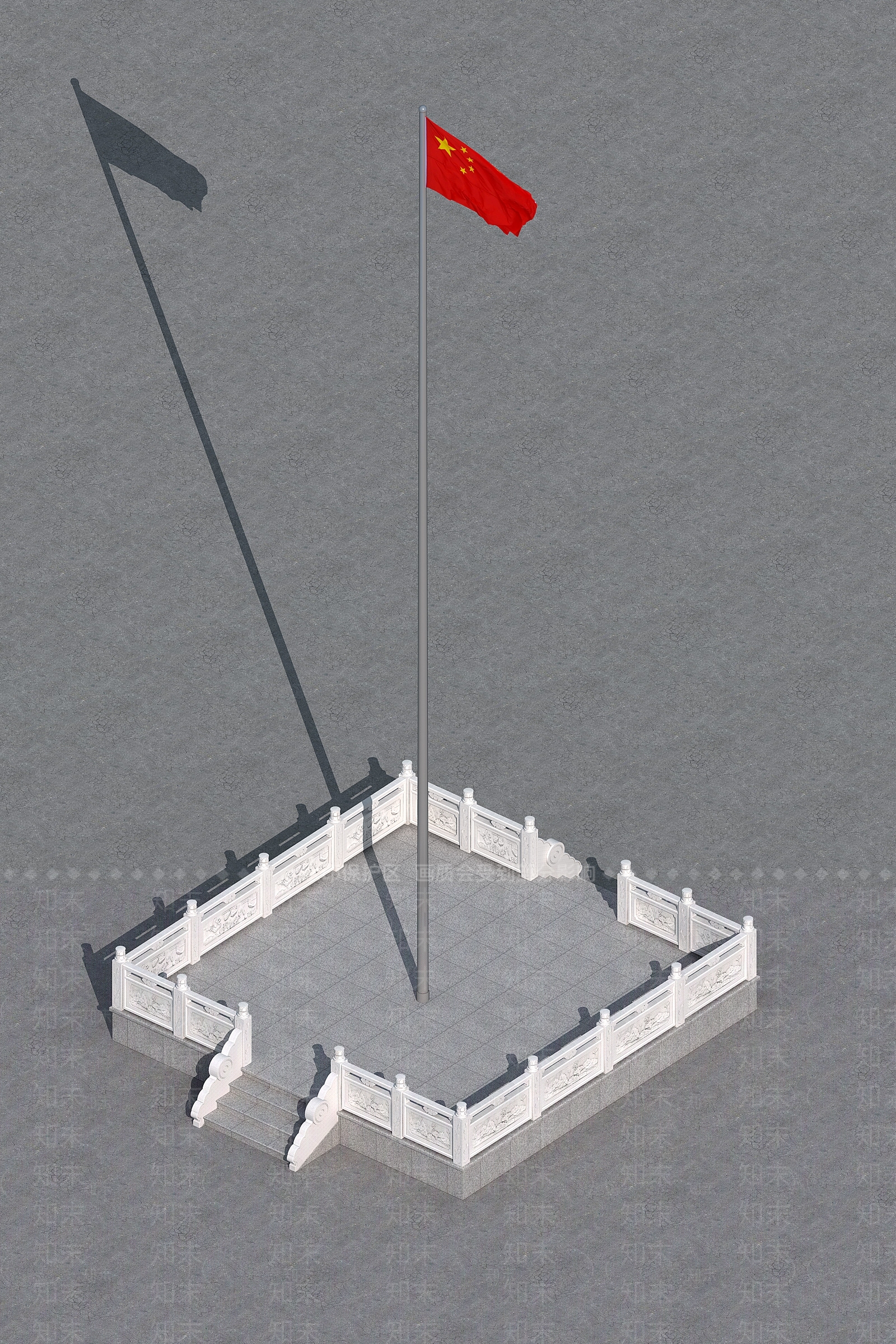 新中式升旗台3D模型下载【ID:1154035663】