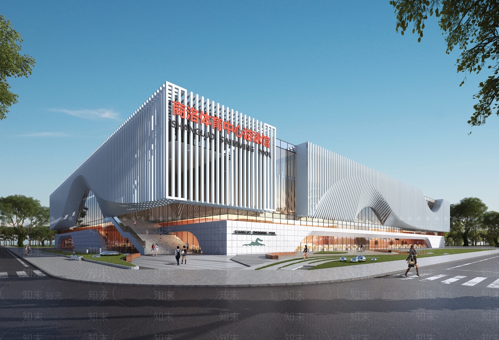 现代风格游泳馆设计SU模型下载【ID:1154038801】