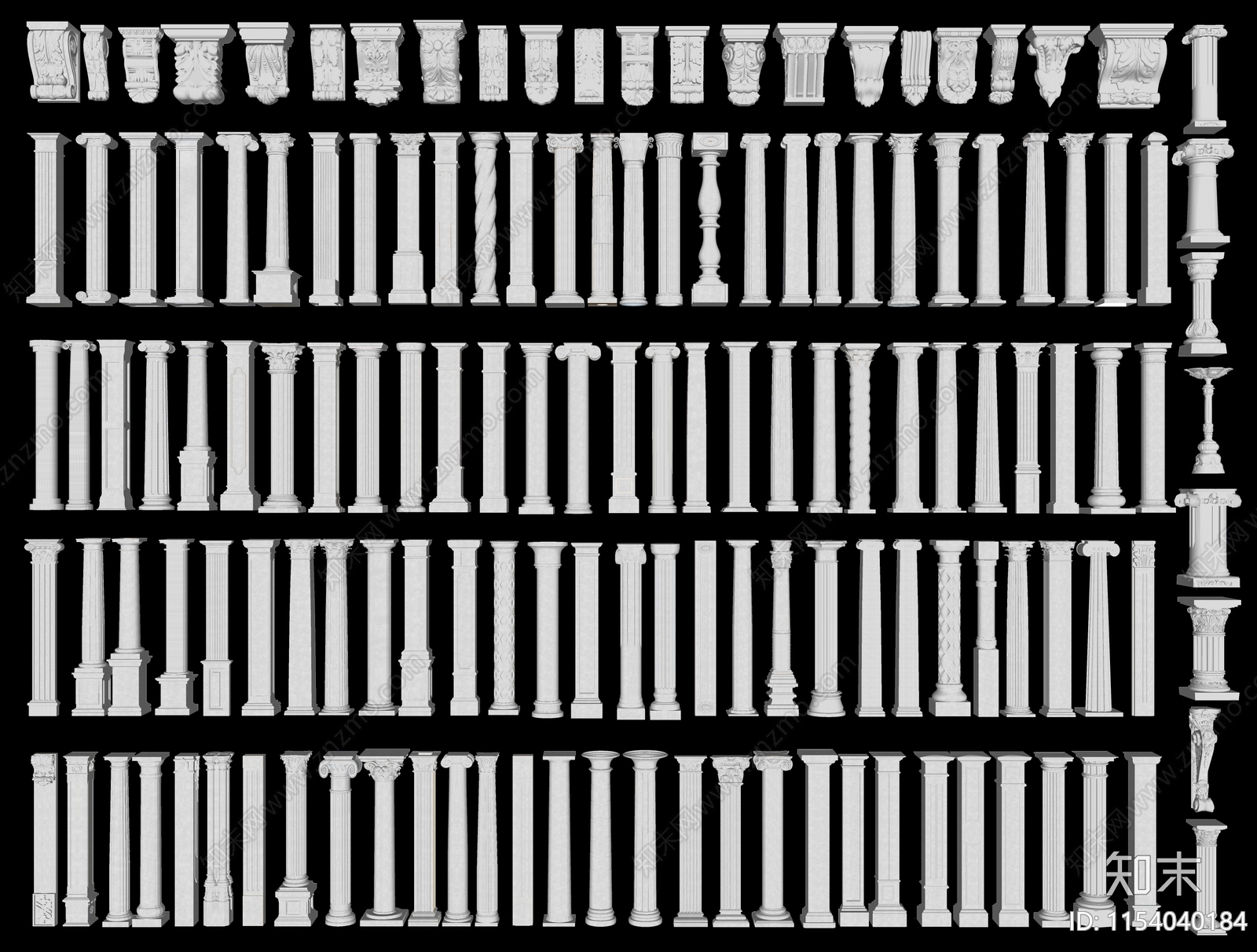 欧式罗马柱SU模型下载【ID:1154040184】