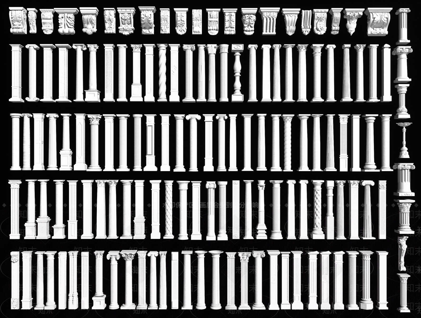 欧式罗马柱3D模型下载【ID:1154040664】