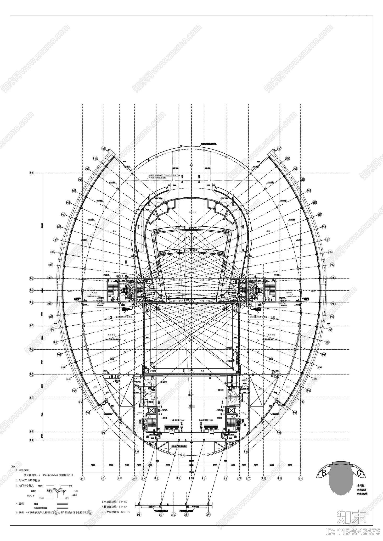 现代福建大剧院cad施工图下载【ID:1154042476】