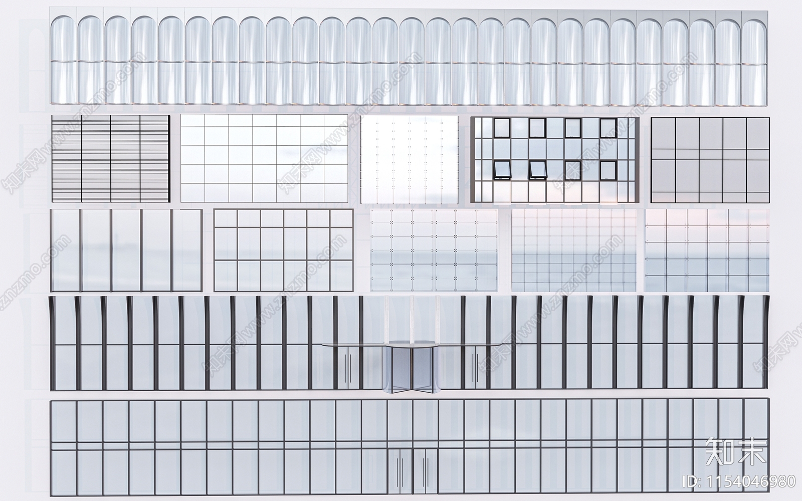 现代玻璃幕墙隔断SU模型下载【ID:1154046980】