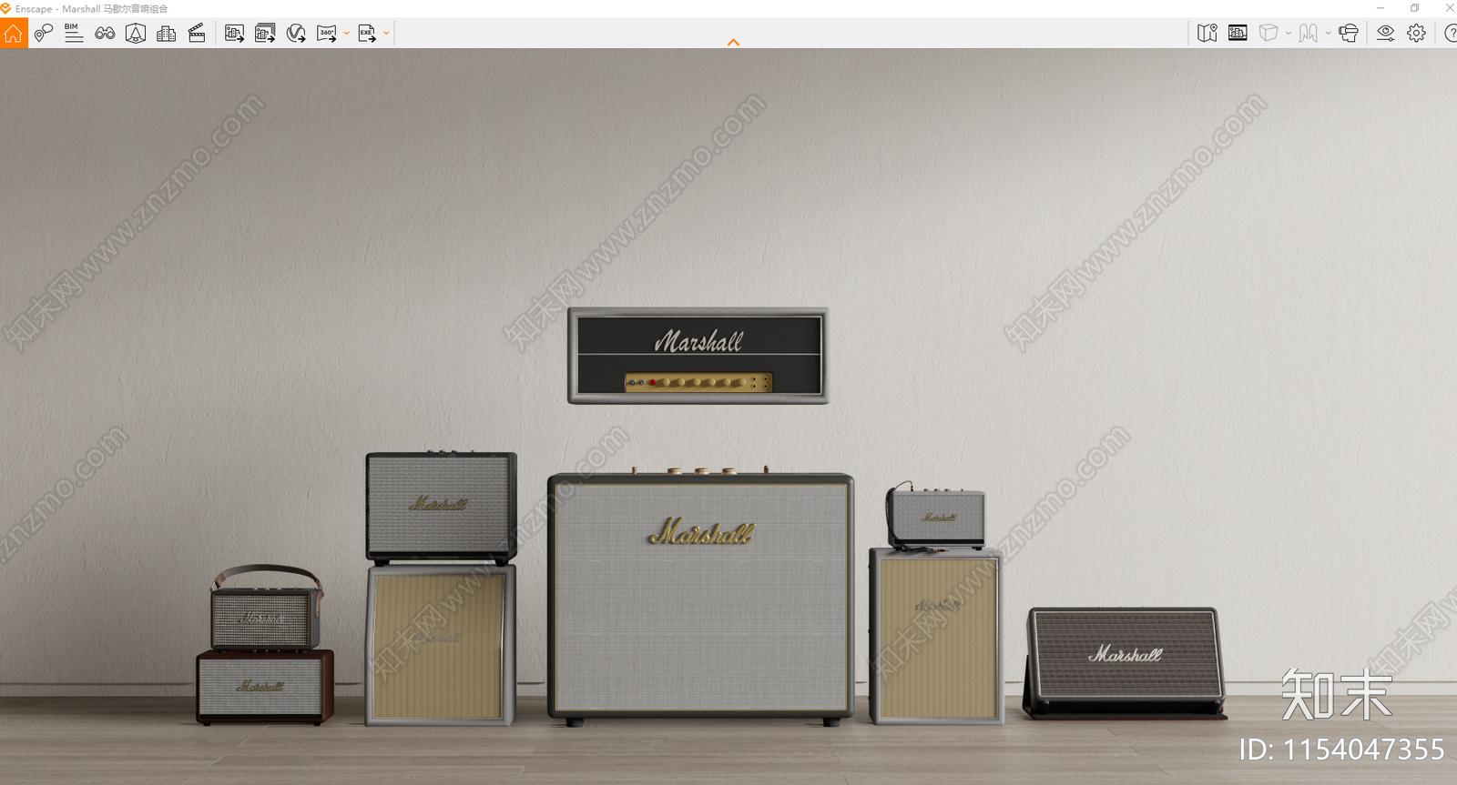 Marshall马歇尔音响组合SU模型下载【ID:1154047355】
