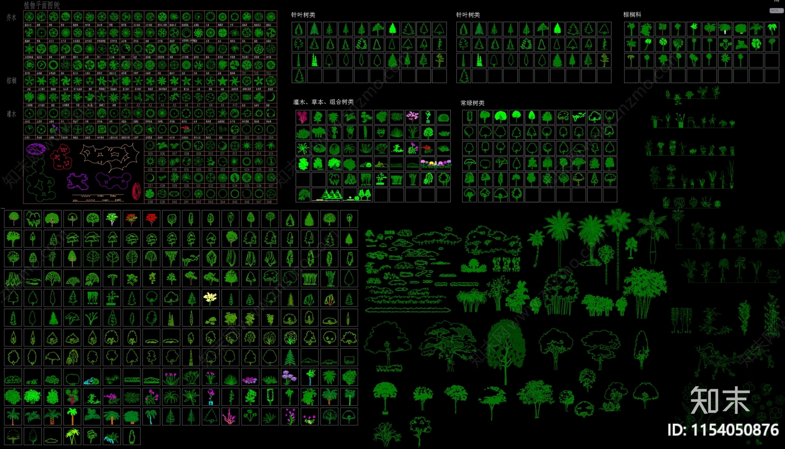 平立面植物素材合集施工图下载【ID:1154050876】