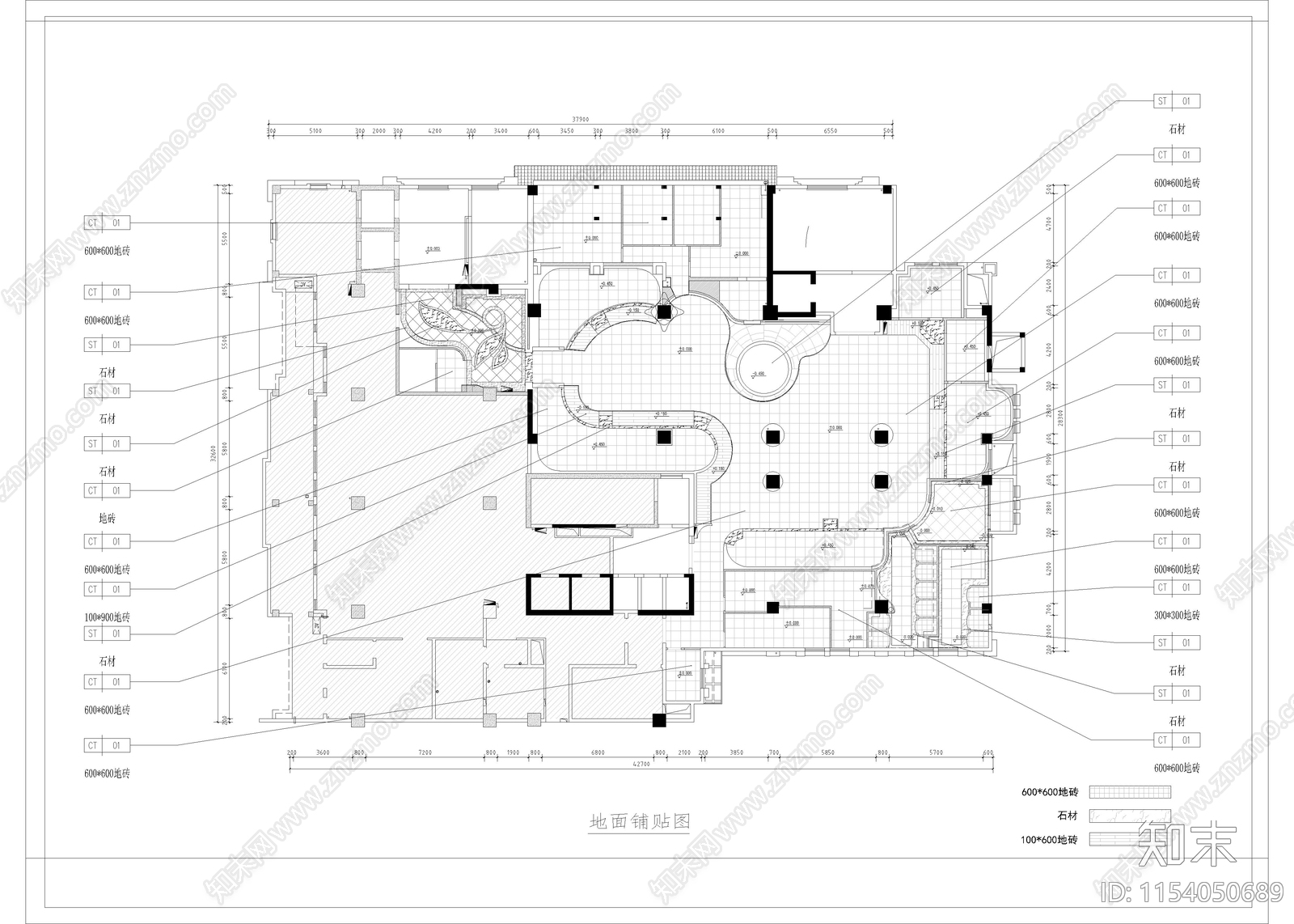 1350㎡cad施工图下载【ID:1154050689】