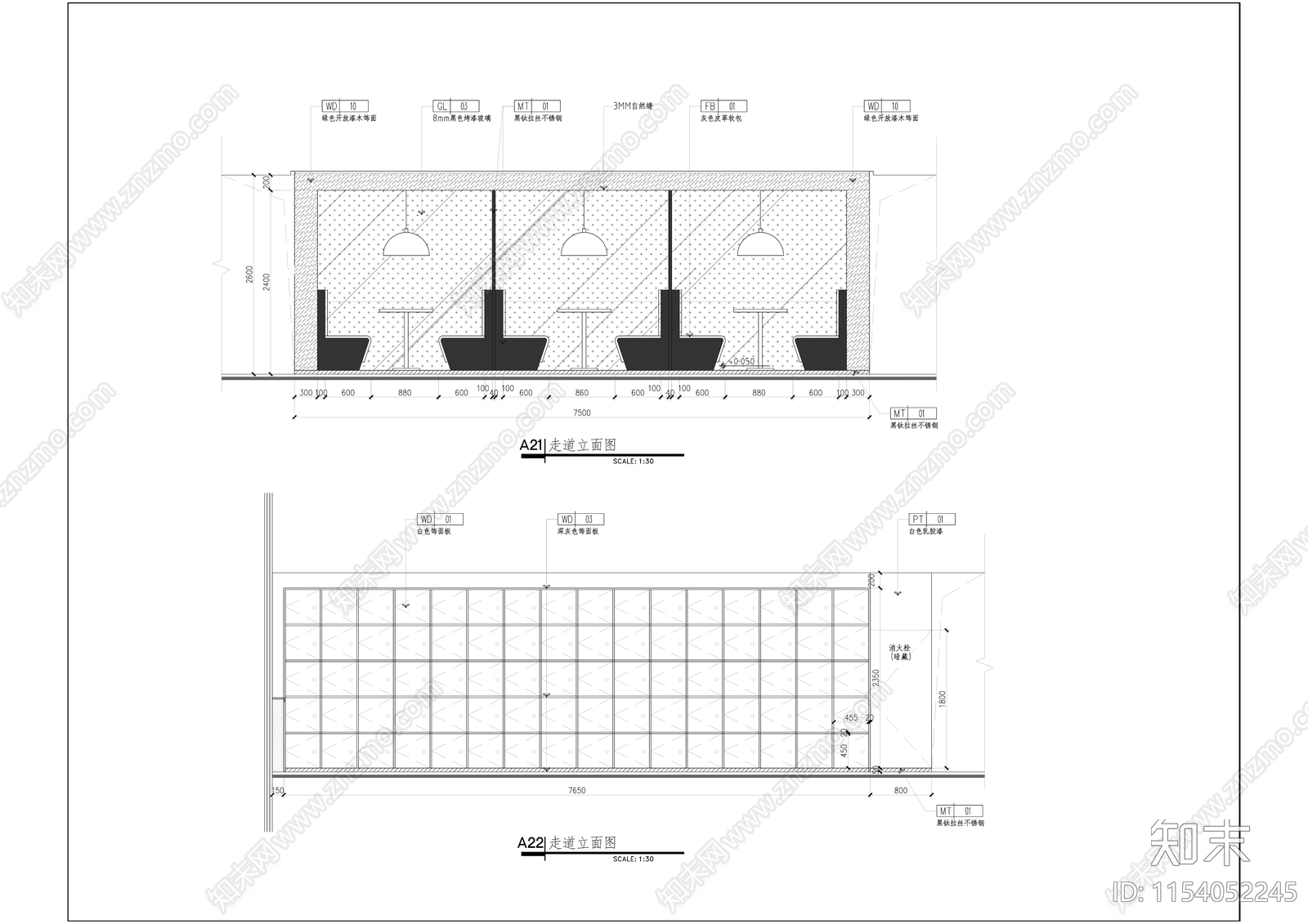 现代风格办公空间室内精装修cad施工图下载【ID:1154052245】