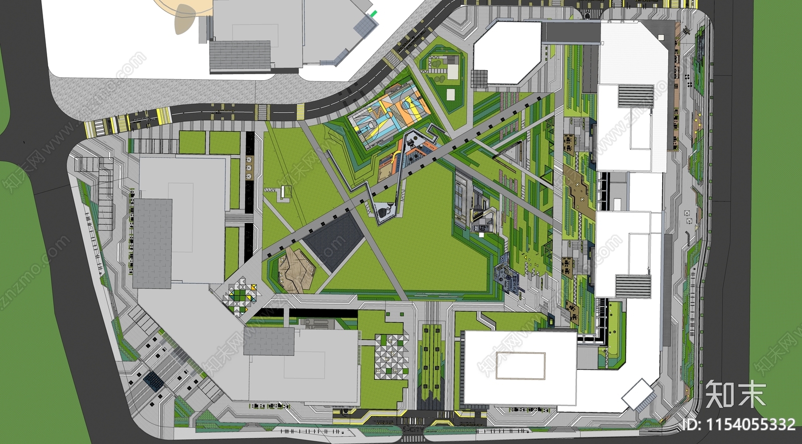 现代市政公园SU模型下载【ID:1154055332】