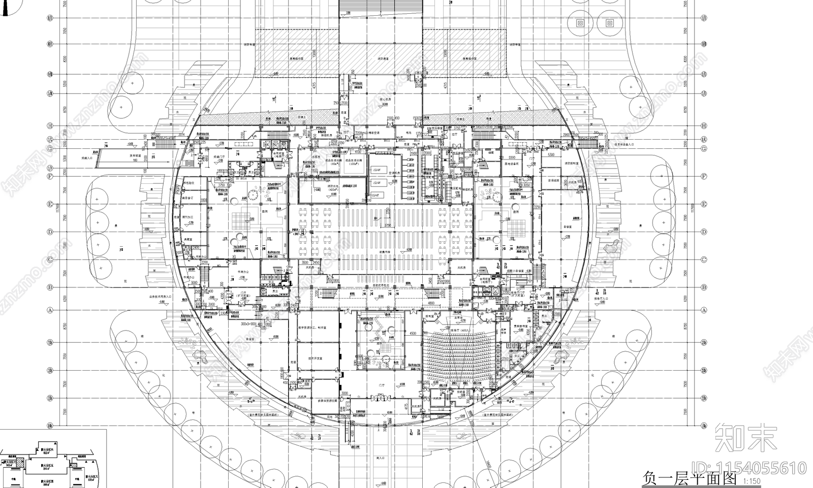 大学图书馆cad施工图下载【ID:1154055610】