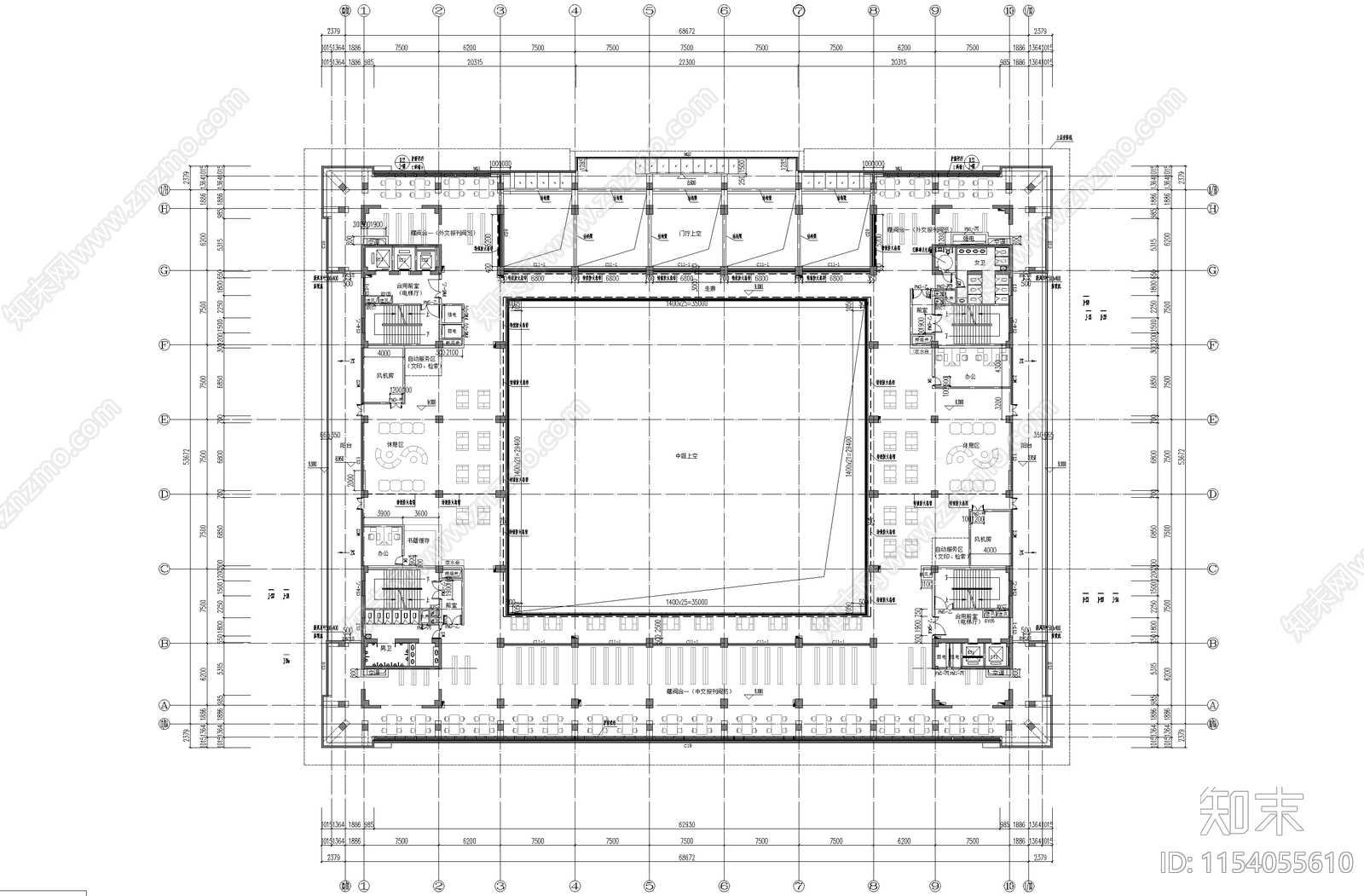 大学图书馆cad施工图下载【ID:1154055610】