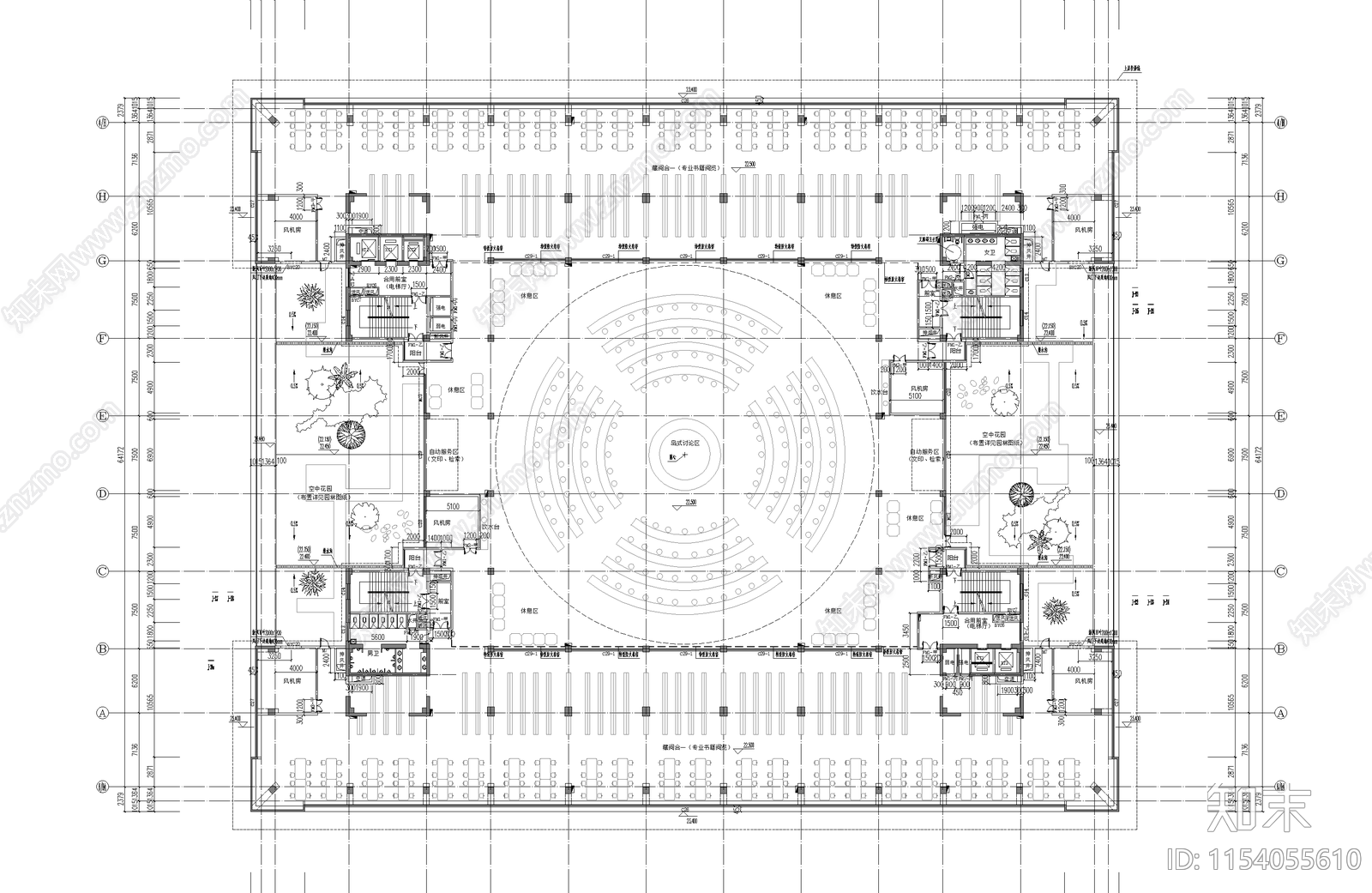 大学图书馆cad施工图下载【ID:1154055610】