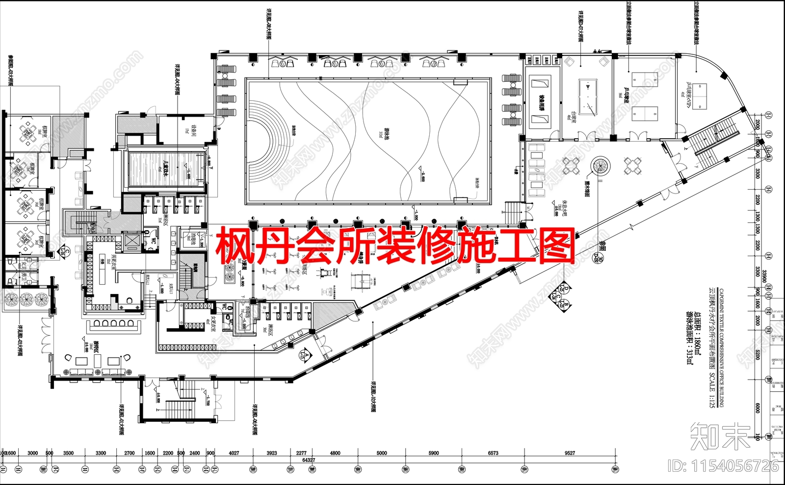 枫丹会所cad施工图下载【ID:1154056726】