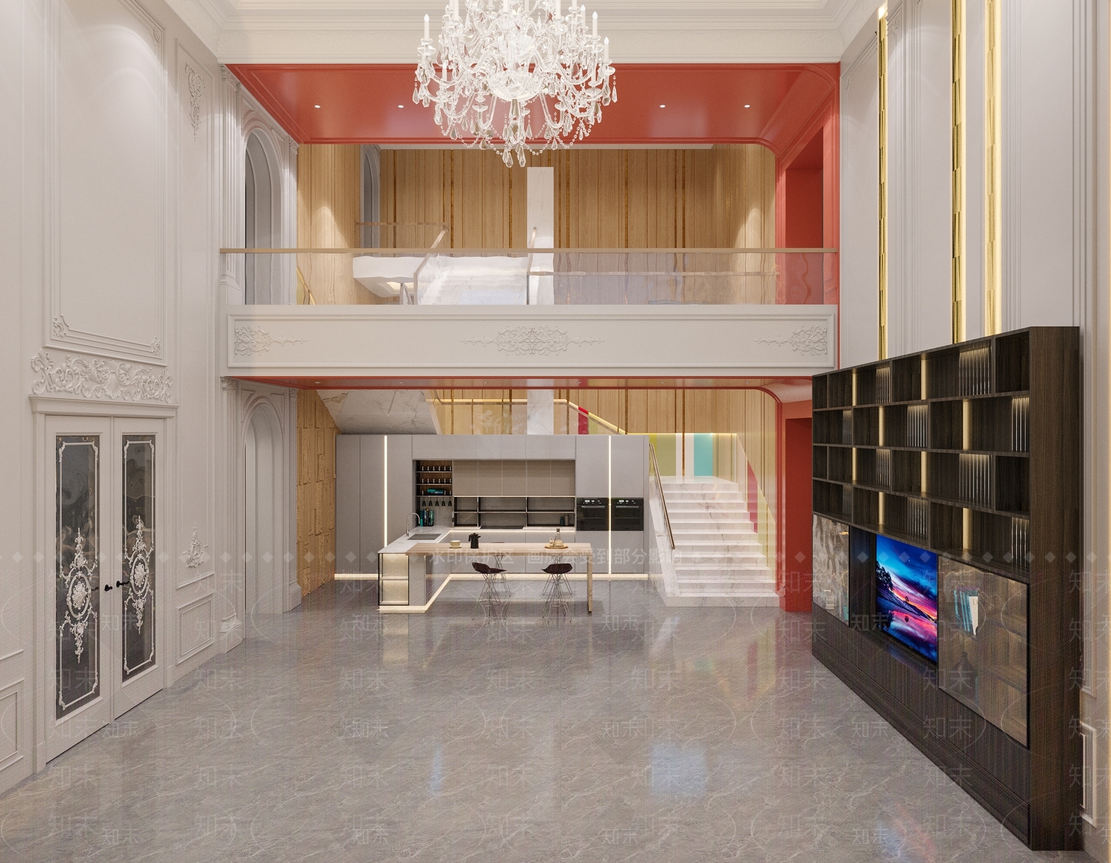 法式网红大厅3D模型下载【ID:1154057271】