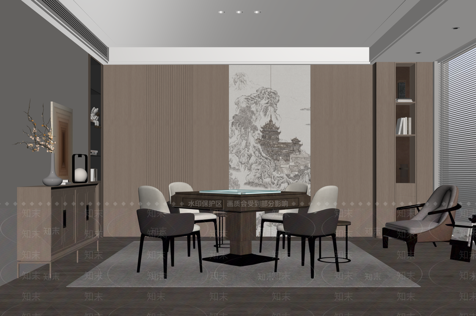 新中式棋牌室SU模型下载【ID:1154067847】
