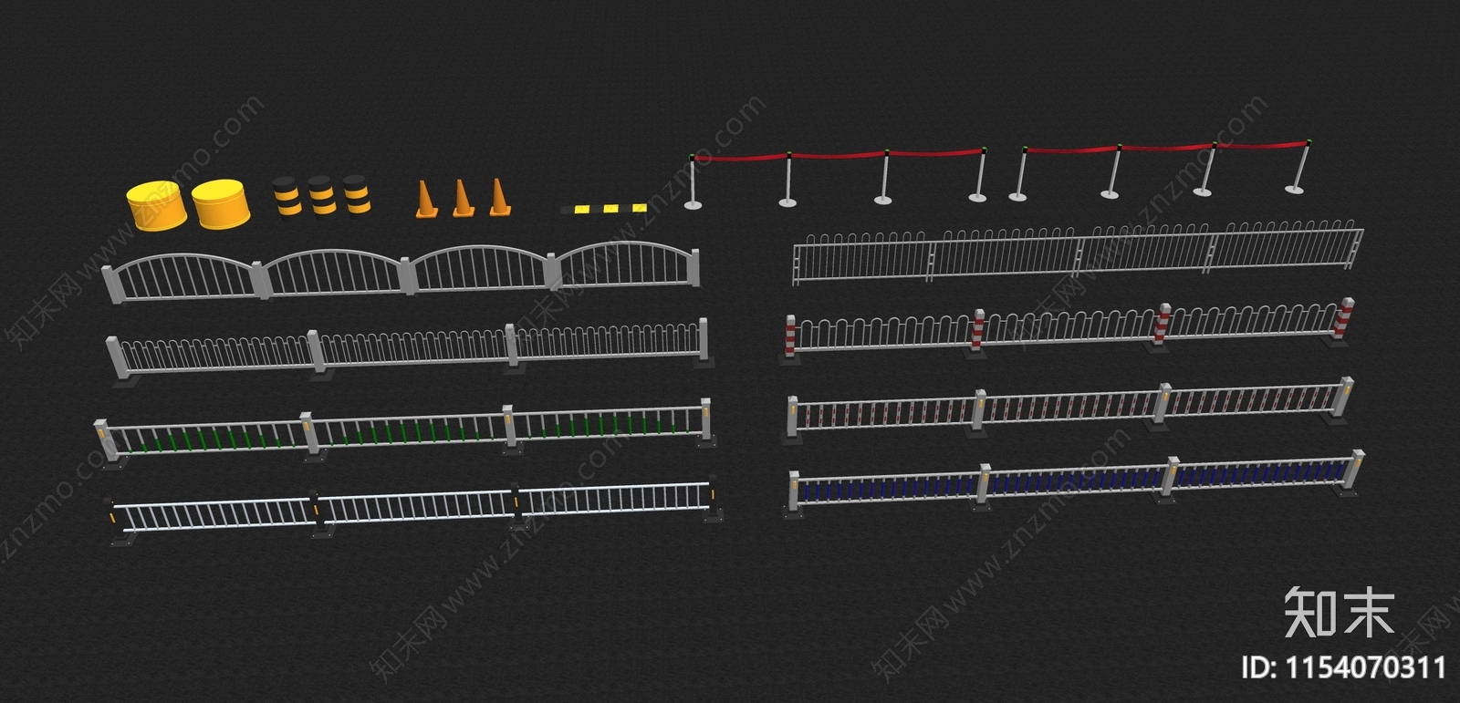市政道路栏杆SU模型下载【ID:1154070311】