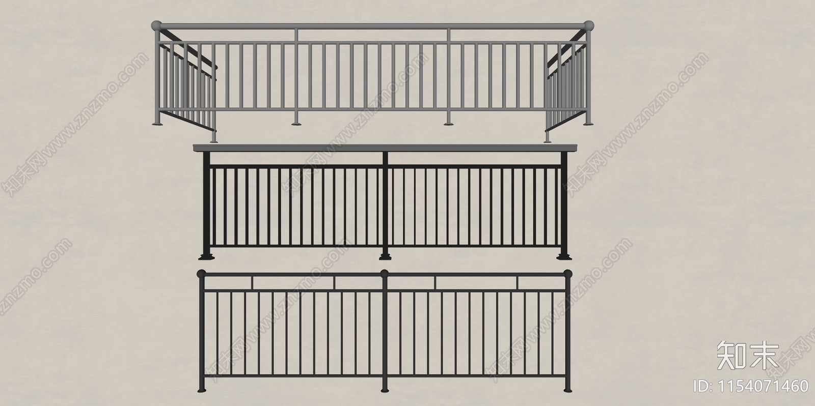 现代栏杆SU模型下载【ID:1154071460】