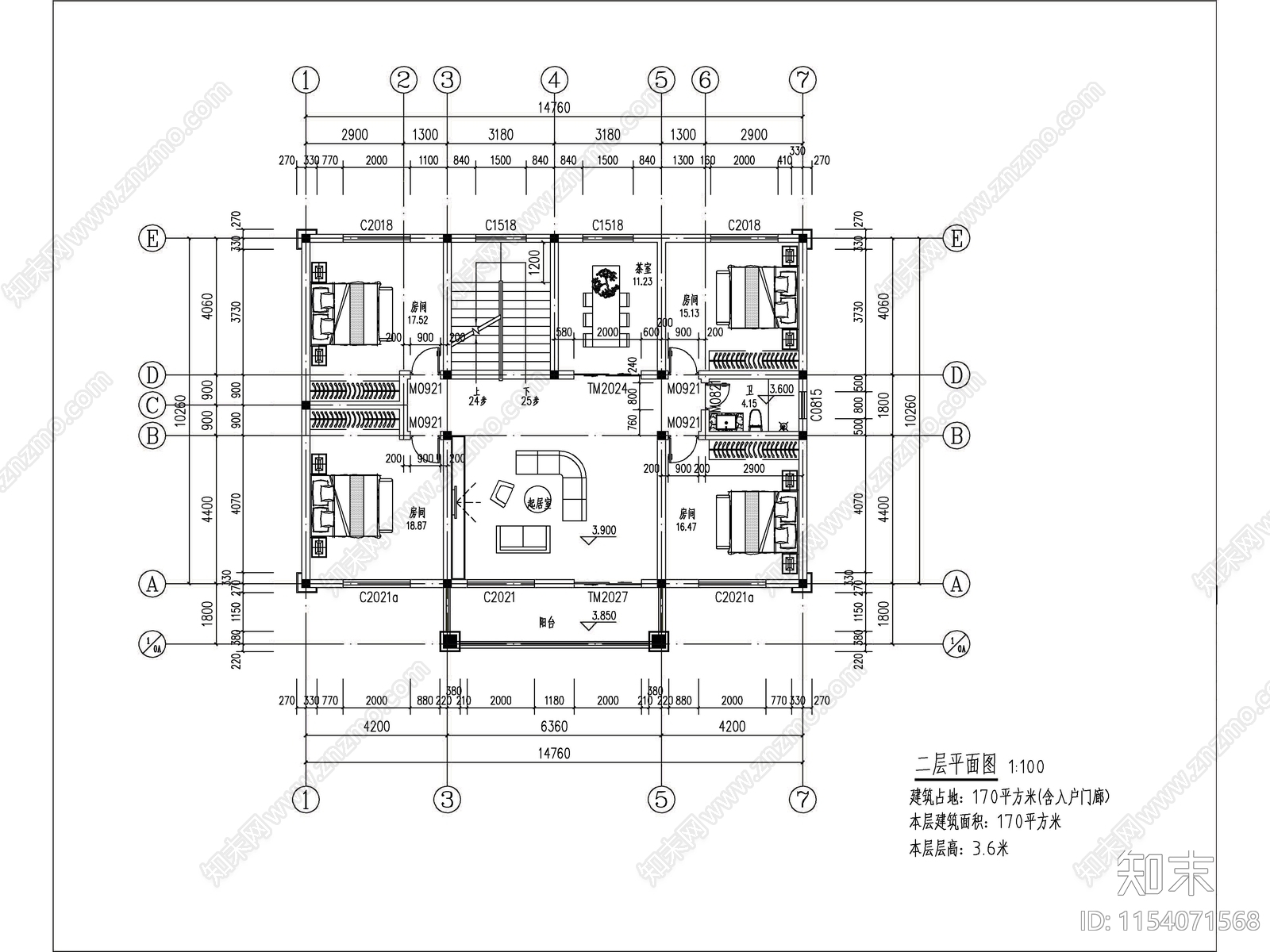 欧式两层半独栋别墅建筑施工图下载【ID:1154071568】