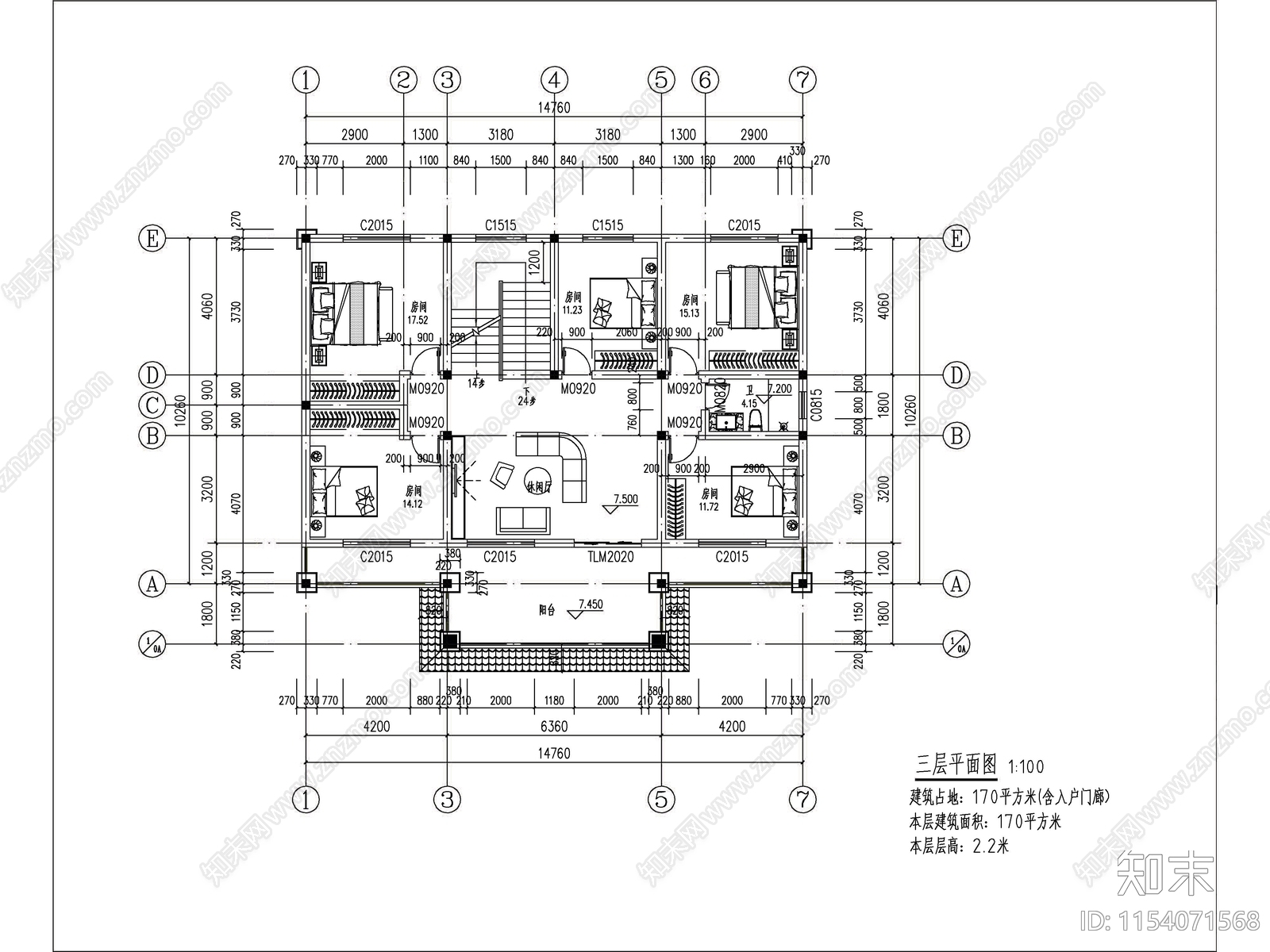 欧式两层半独栋别墅建筑施工图下载【ID:1154071568】