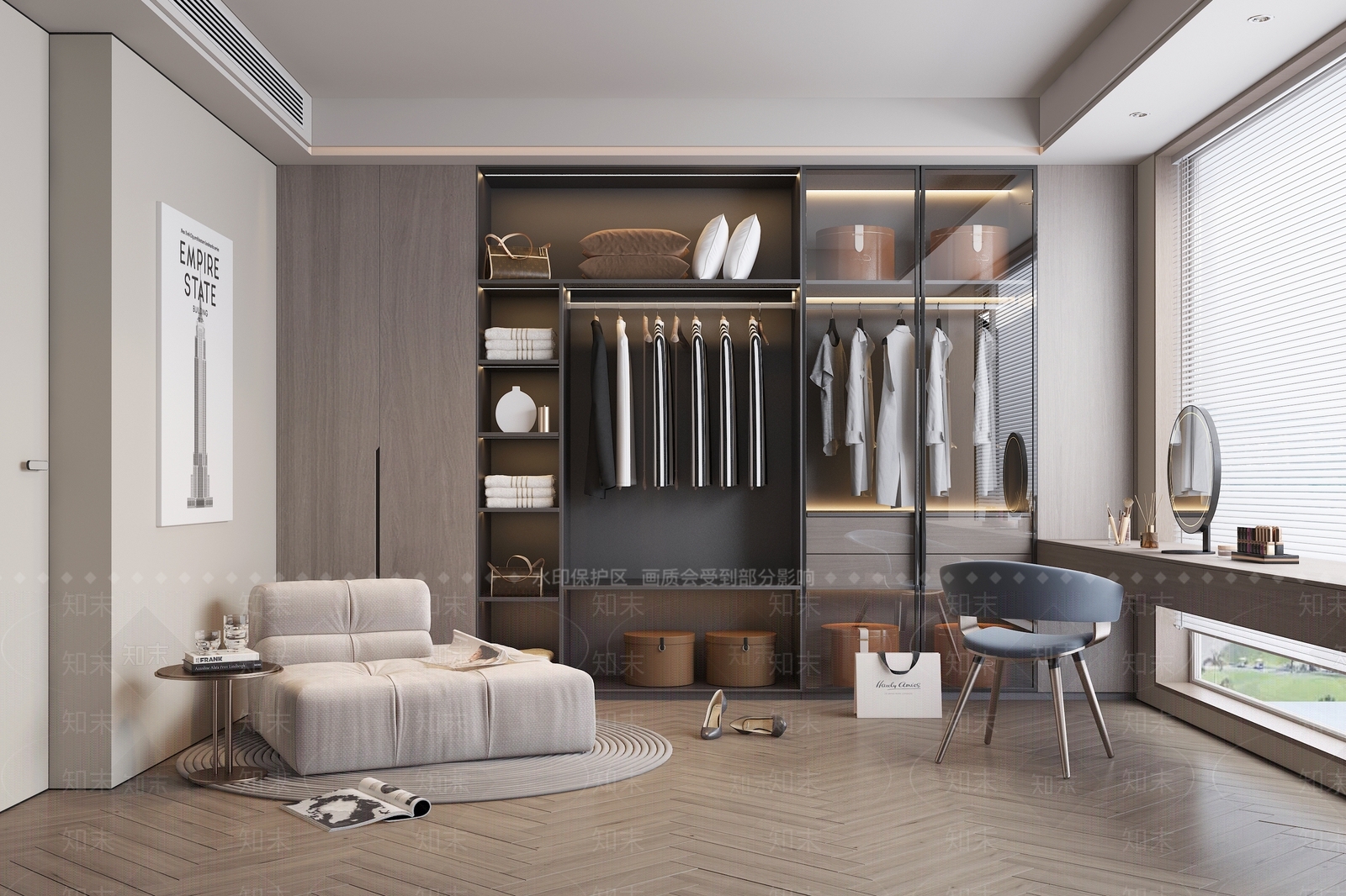 现代风格衣帽间3D模型下载【ID:1154073395】