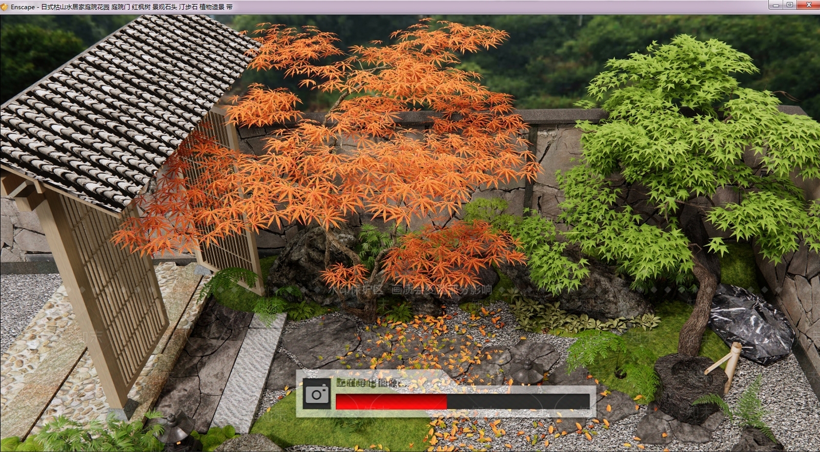 日式乡村庭院花园SU模型下载【ID:1154074401】
