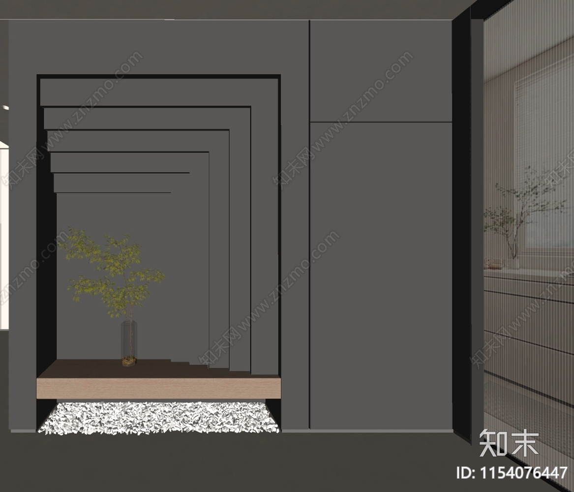 现代装饰性玄关SU模型下载【ID:1154076447】