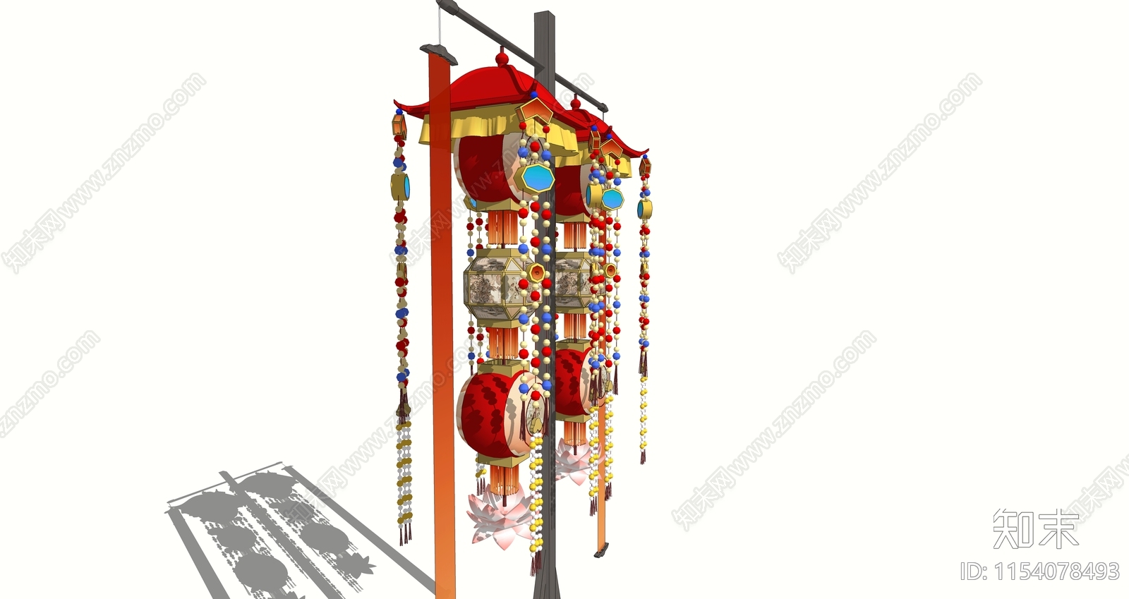 中式宋代夜间装饰灯笼SU模型下载【ID:1154078493】