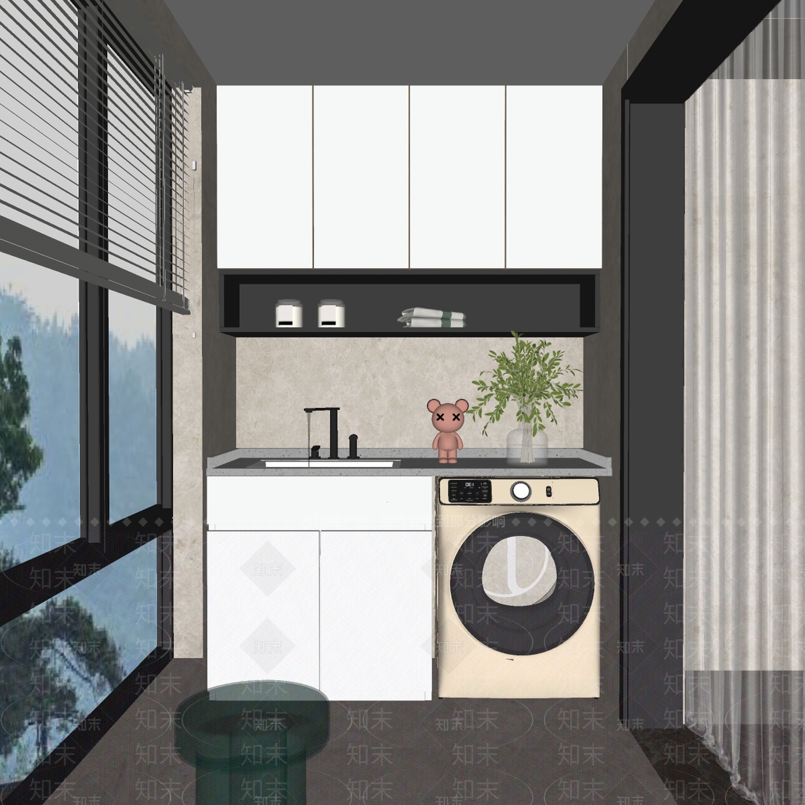 现代家居阳台SU模型下载【ID:1154079046】