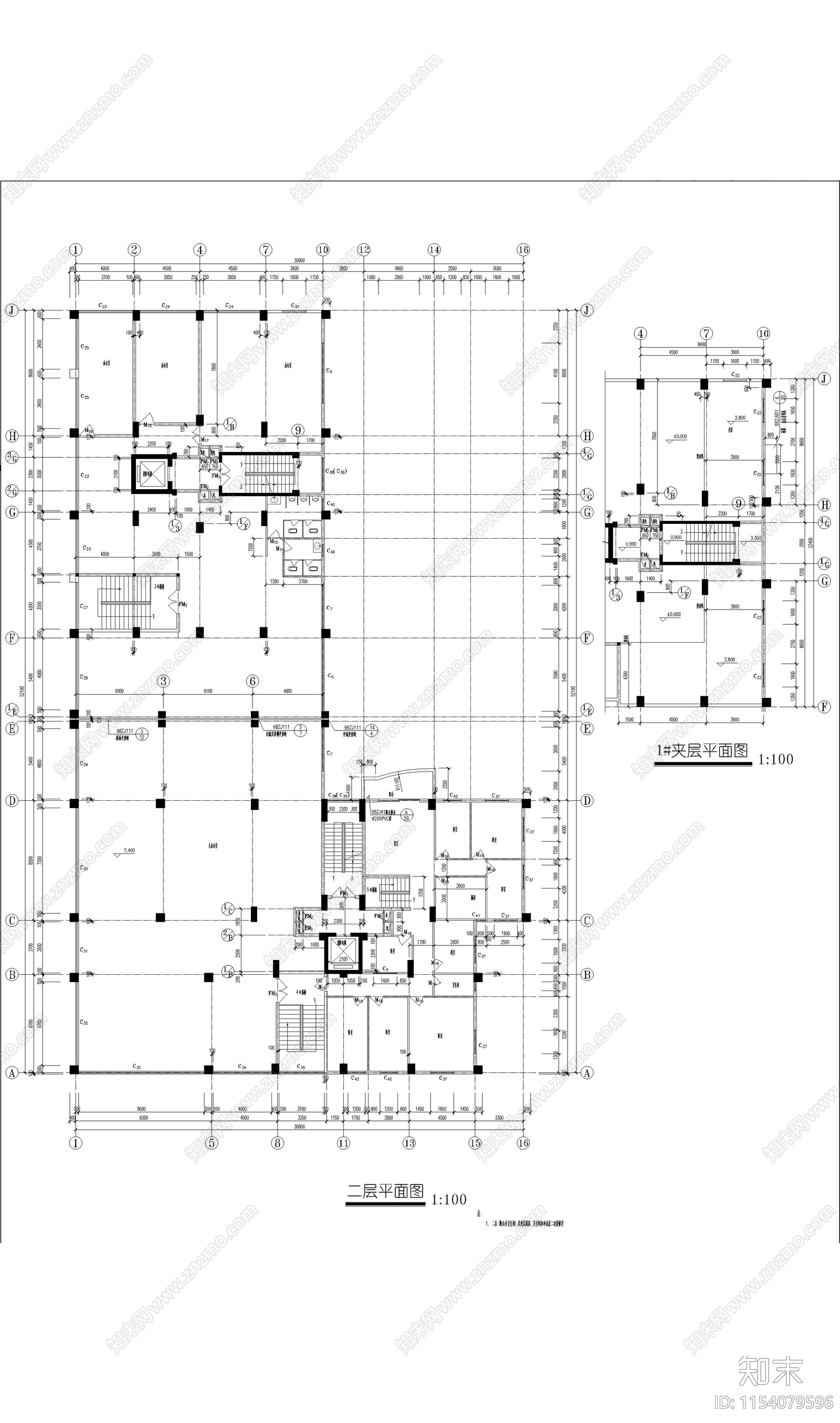 商住楼图纸带效果图cad施工图下载【ID:1154079596】