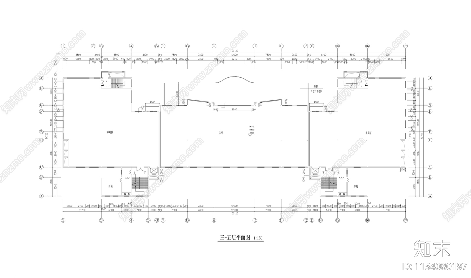 某办公楼方案cad施工图下载【ID:1154080197】