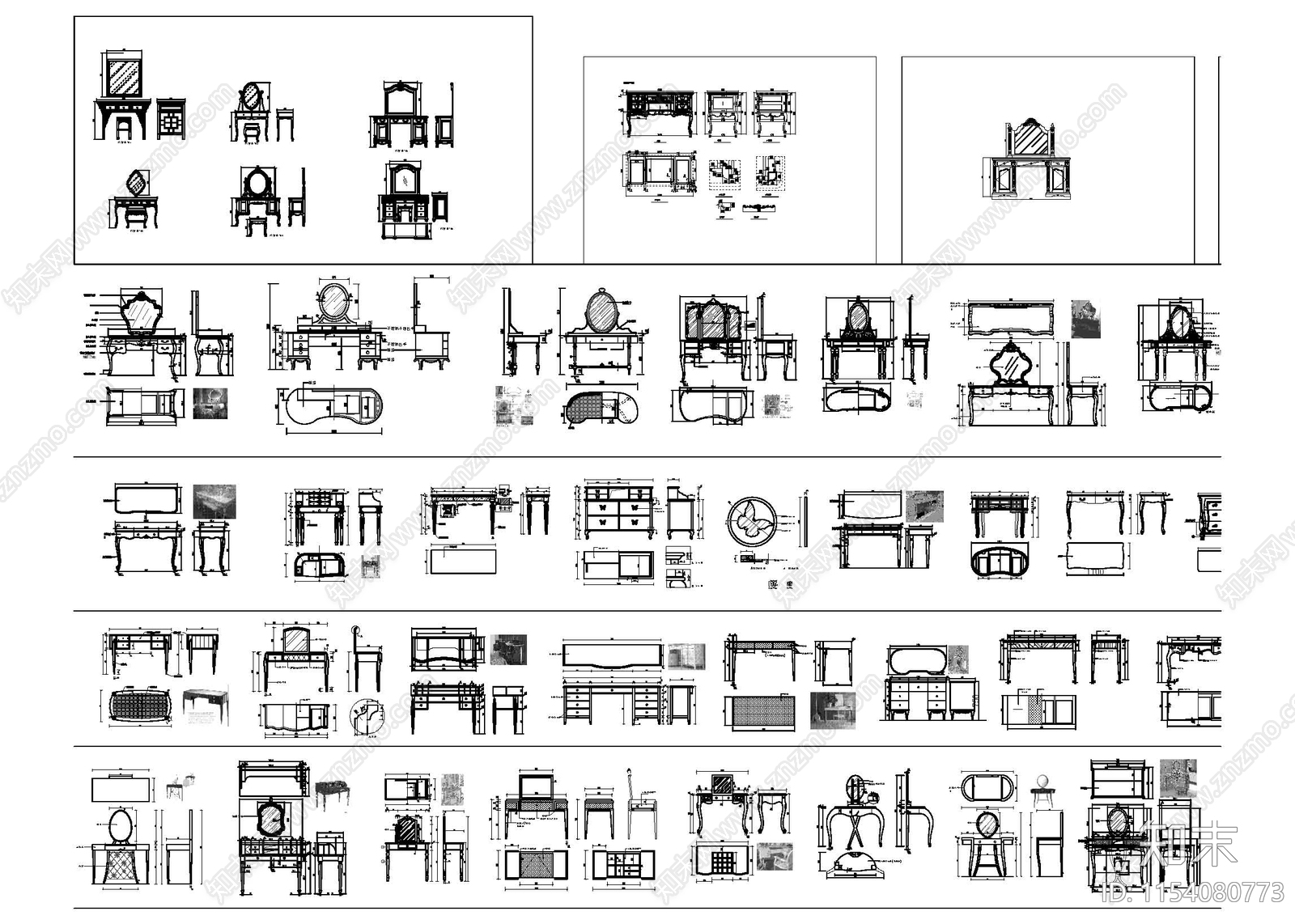 梳妆台图库施工图下载【ID:1154080773】