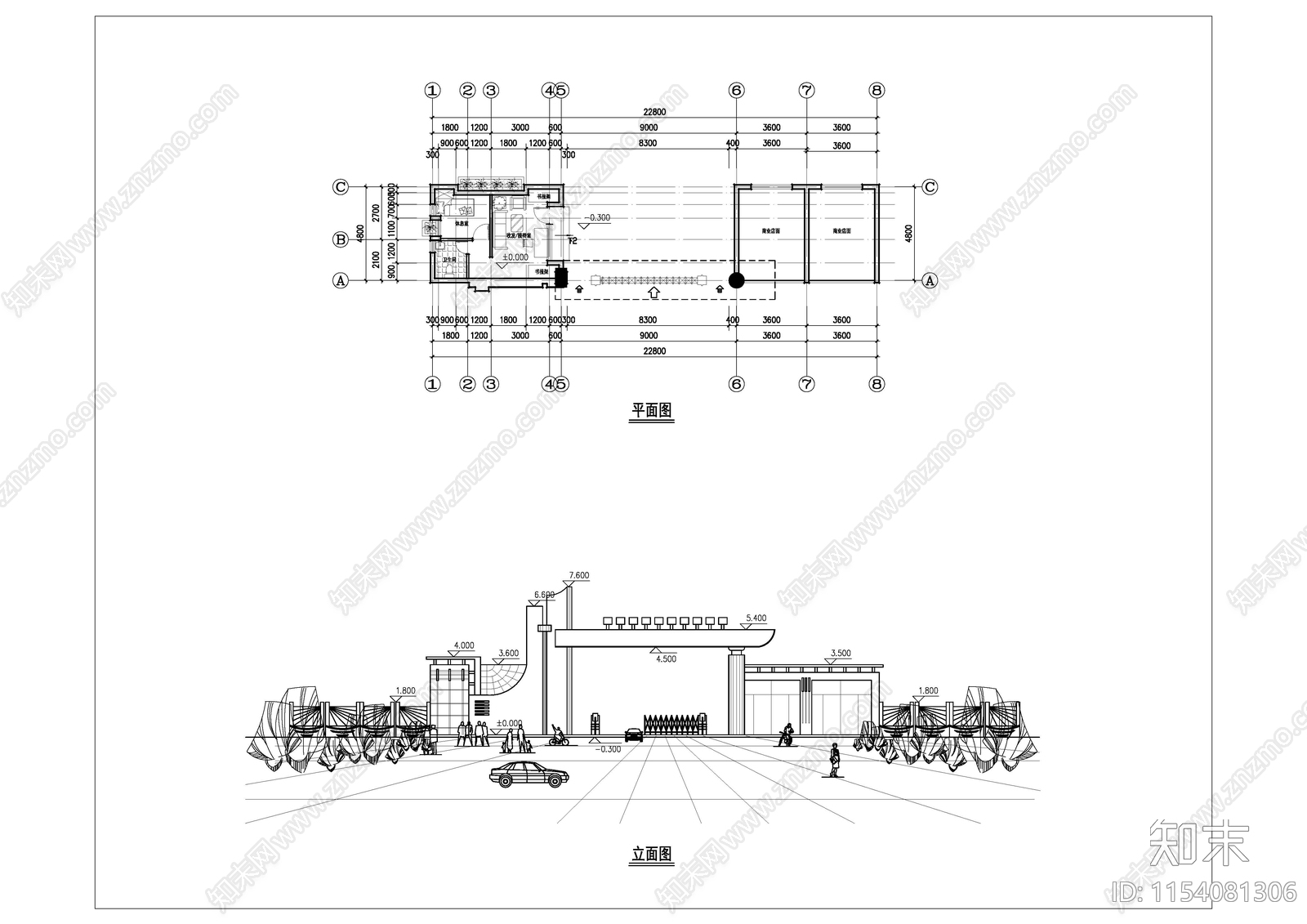 学校大门cad施工图下载【ID:1154081306】