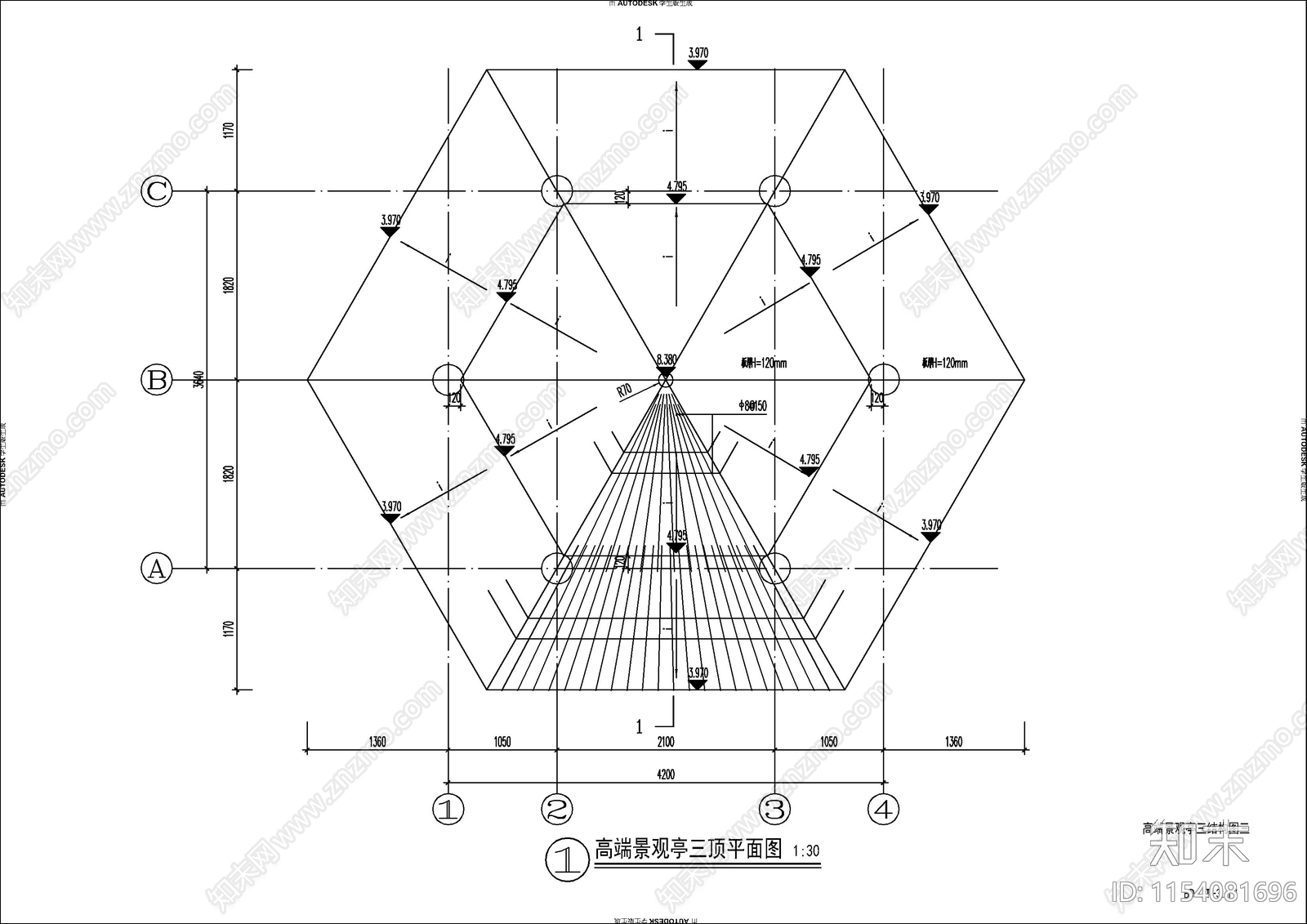 景观亭结构详图cad施工图下载【ID:1154081696】