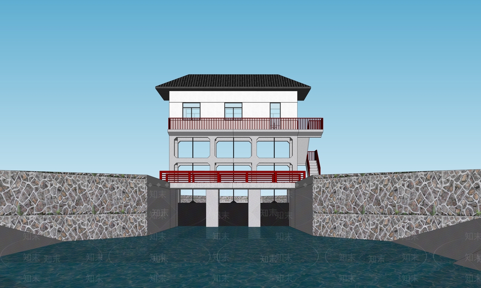 现代水利SU模型下载【ID:1154082442】