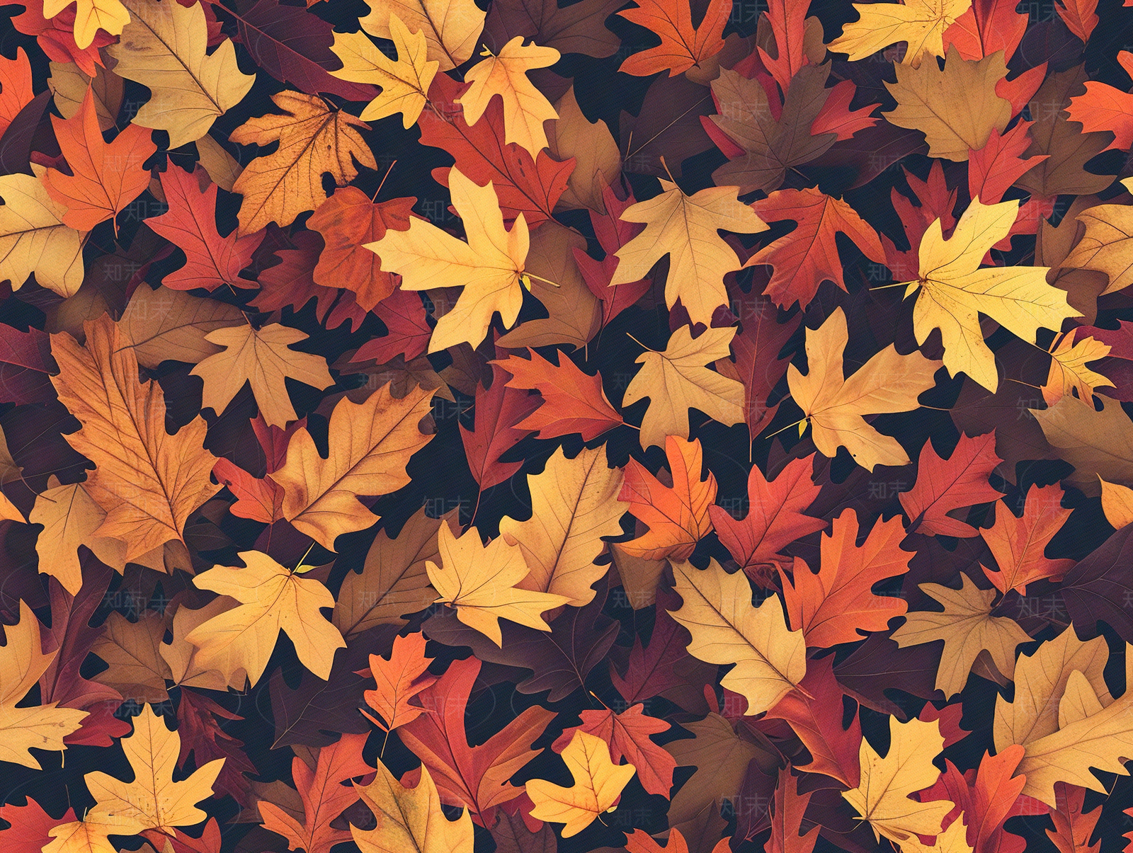 无缝秋季落叶印花壁纸贴图下载【ID:1154087144】