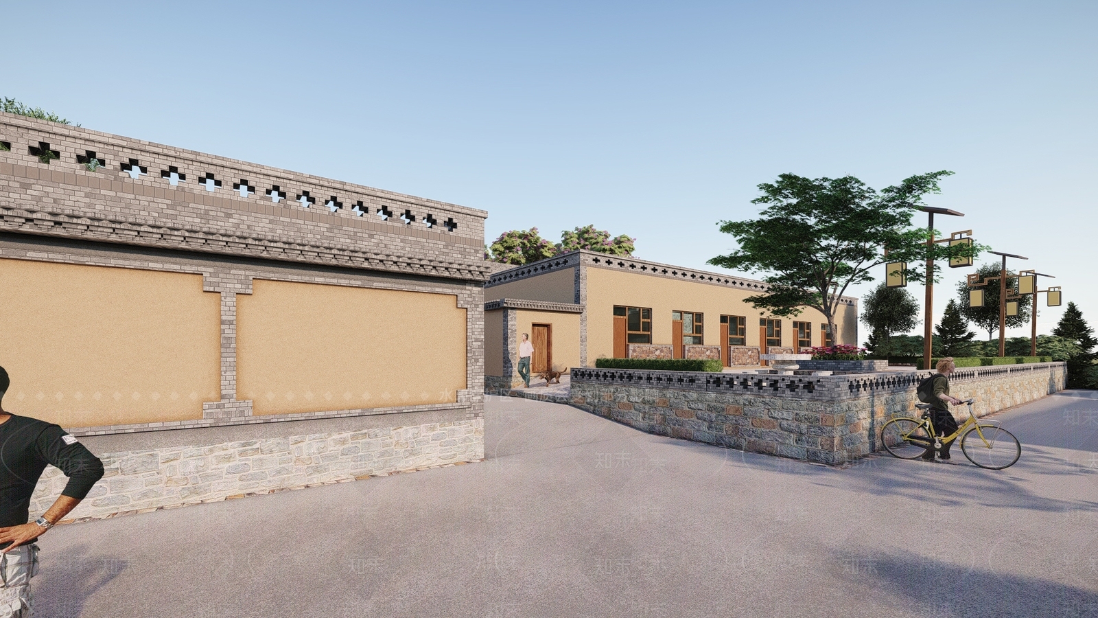 新中式吕梁美丽乡村设计SU模型下载【ID:1154323771】