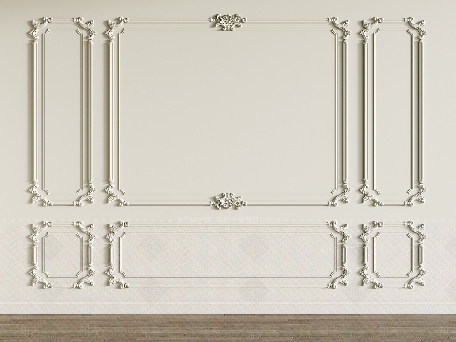 简欧雕花护墙板3D模型下载【ID:1154088664】