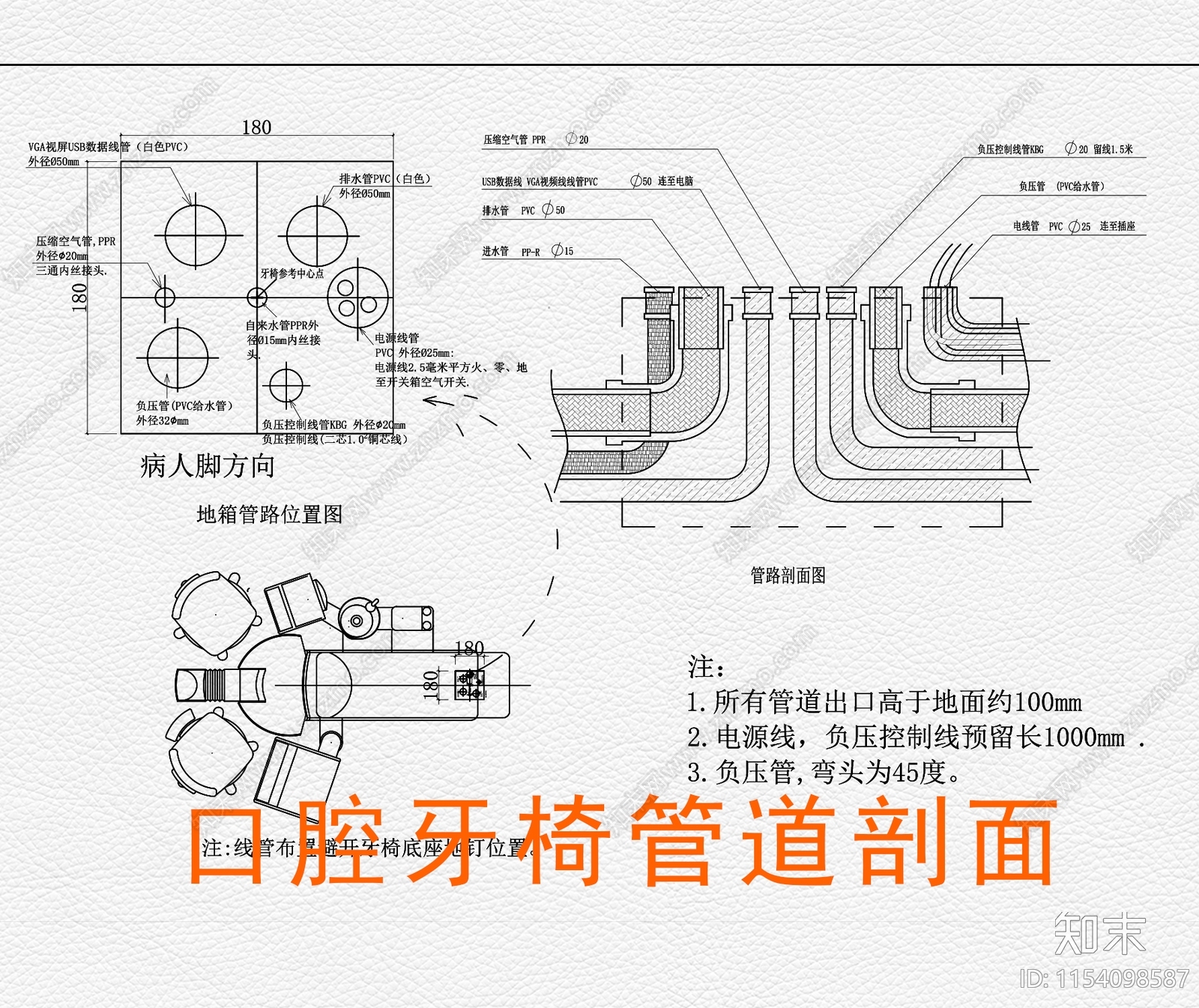 口腔牙椅管线大样图施工图下载【ID:1154098587】