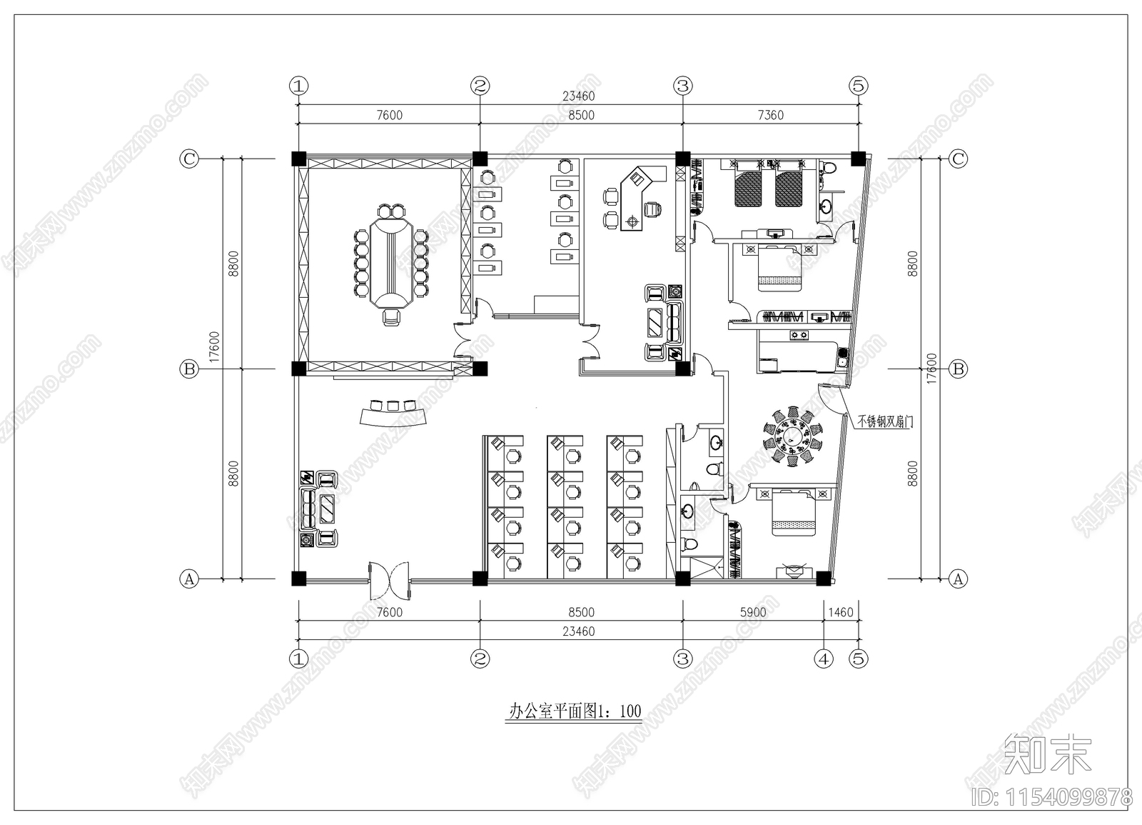 办公室cad施工图下载【ID:1154099878】