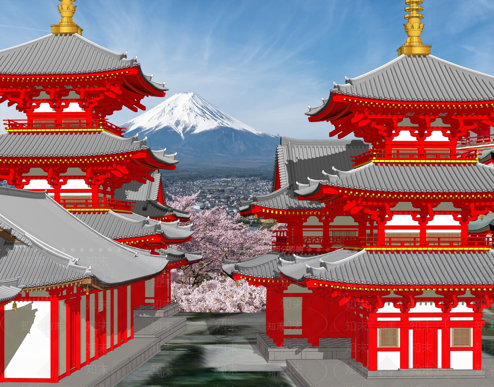 日式日本清水寺SU模型下载【ID:1154103756】