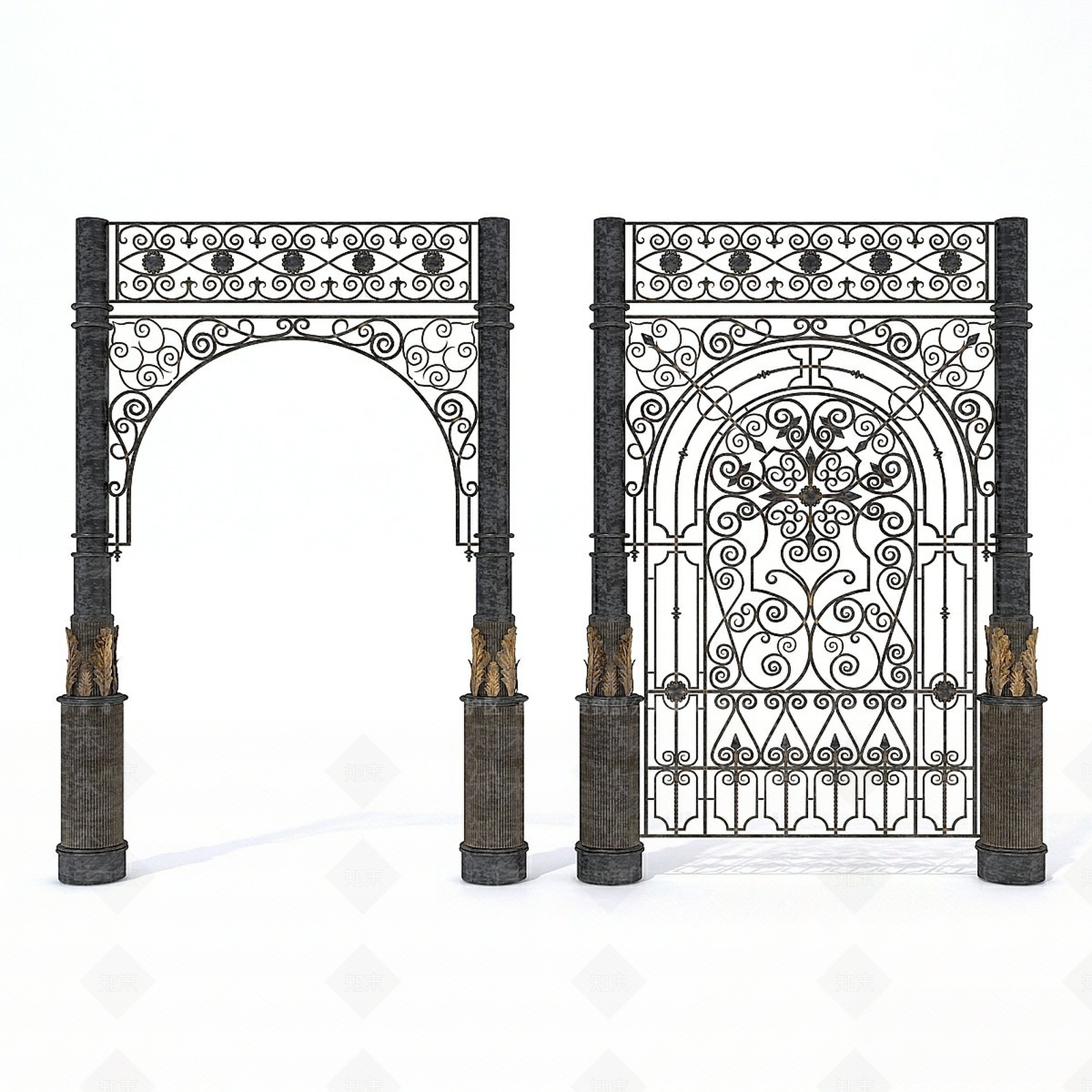 简欧铁艺大门3D模型下载【ID:1154107797】