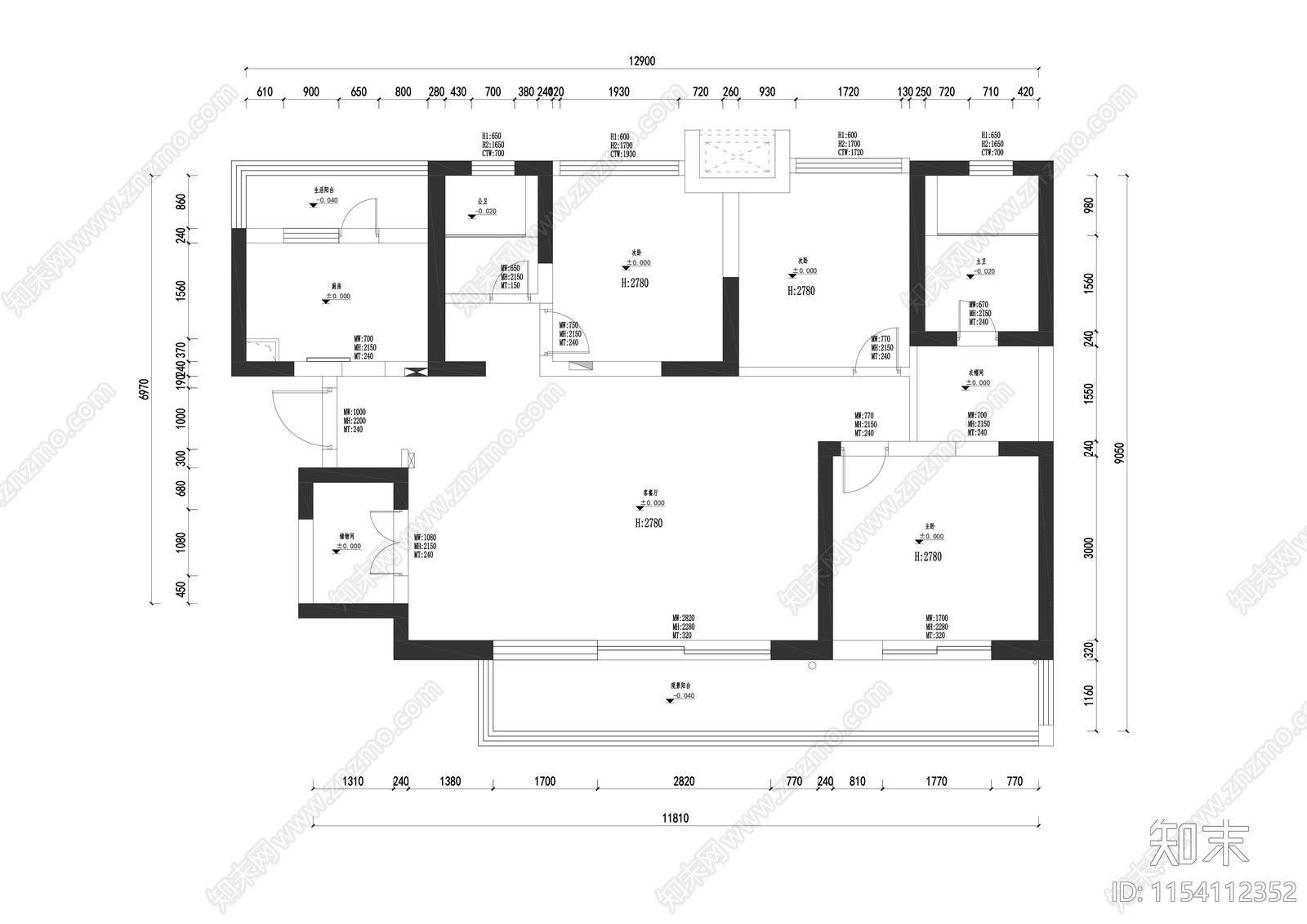 永立龙邸A区3栋cad施工图下载【ID:1154112352】