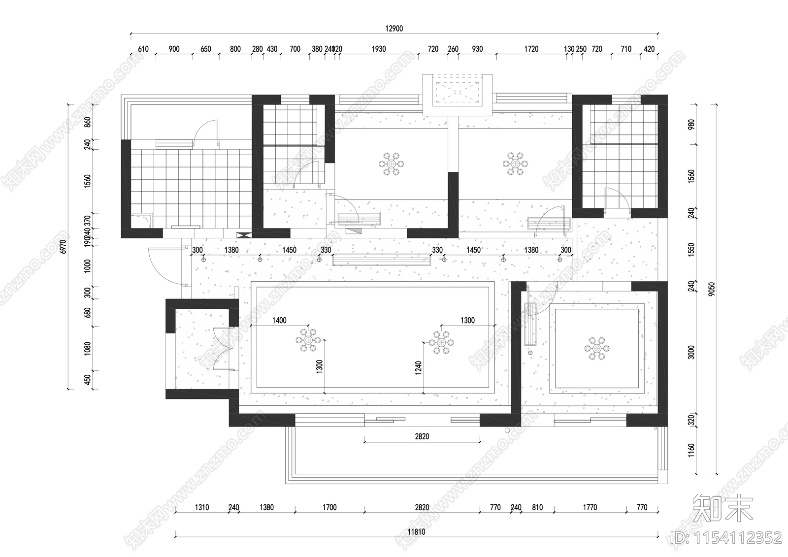 永立龙邸A区3栋cad施工图下载【ID:1154112352】