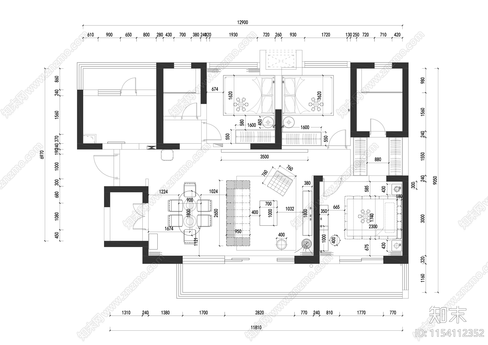 永立龙邸A区3栋cad施工图下载【ID:1154112352】